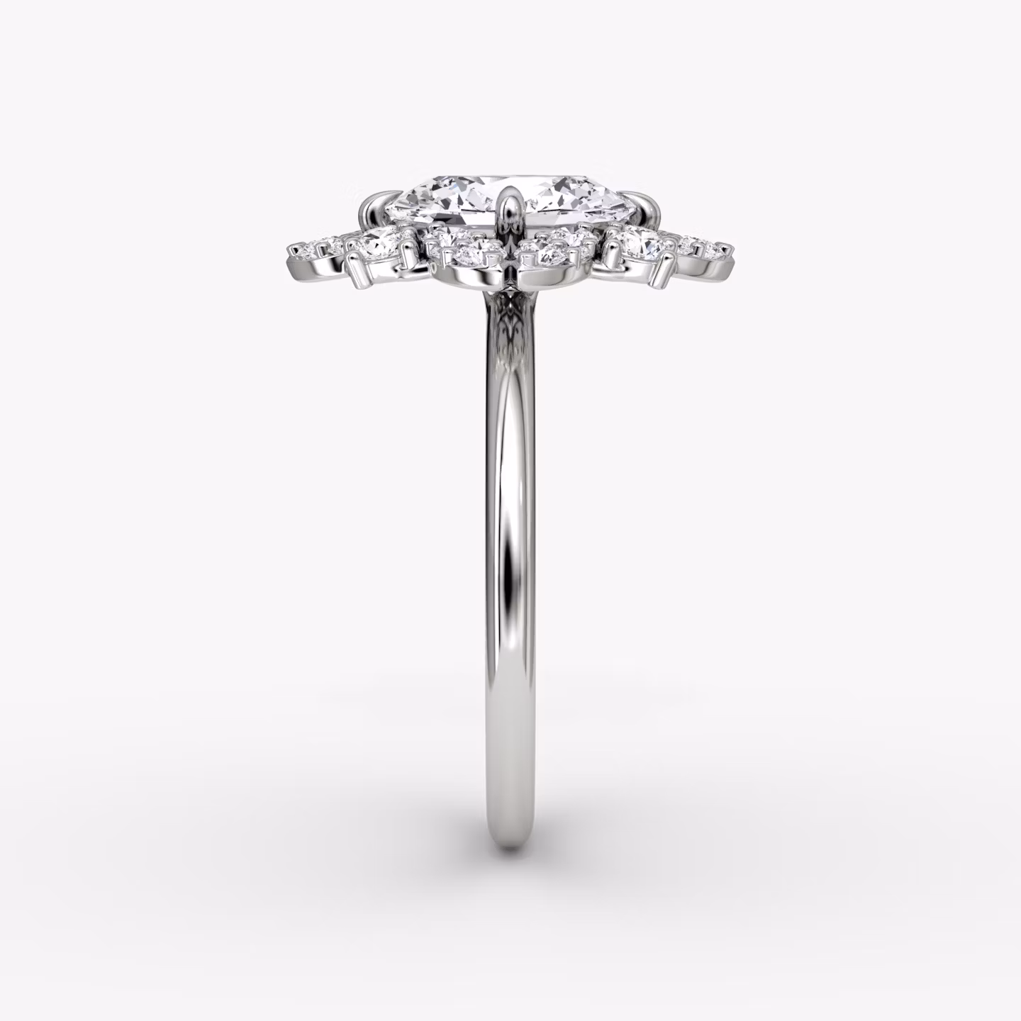 The Carnation | Oval | 18k | White Gold | bandAccent: Plain | diamondOrientation: vertical | caratWeight: other