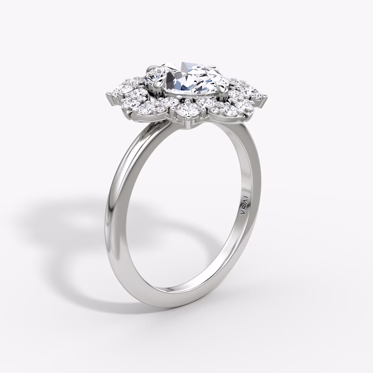 The Carnation | Oval | 18k | White Gold | bandAccent: Plain | diamondOrientation: vertical | caratWeight: other