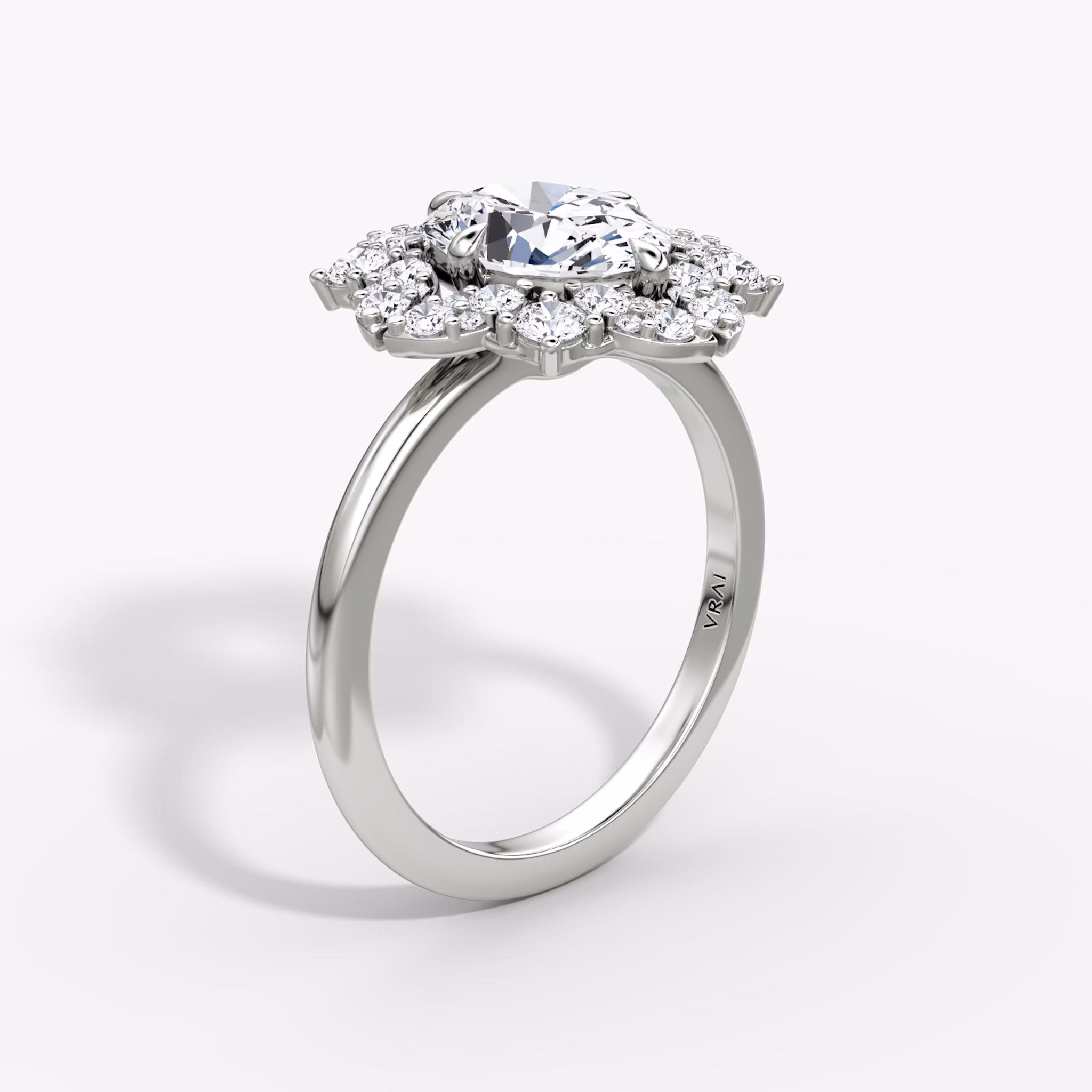 The Carnation | Oval | Platinum | bandAccent: Plain | diamondOrientation: vertical | caratWeight: other