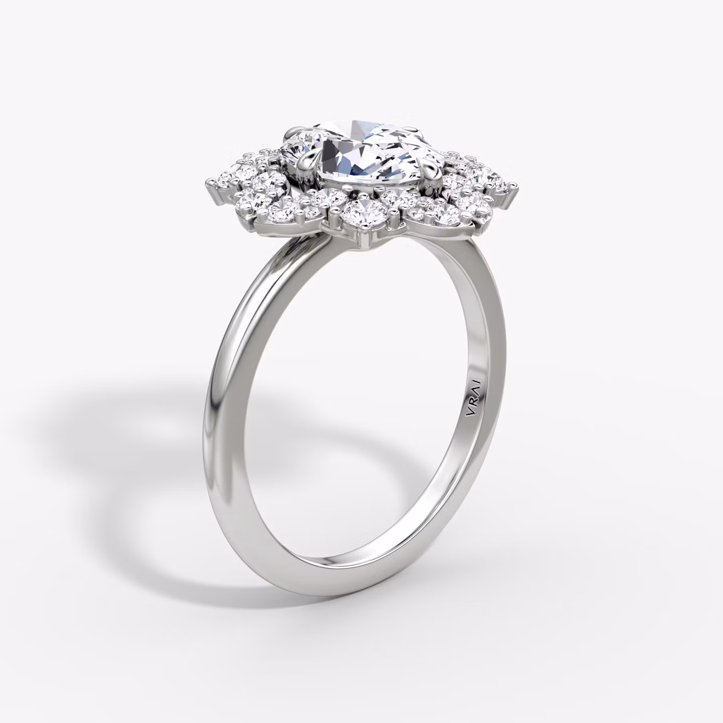 The Carnation | Oval | 18k | White Gold | bandAccent: Plain | diamondOrientation: vertical | caratWeight: other