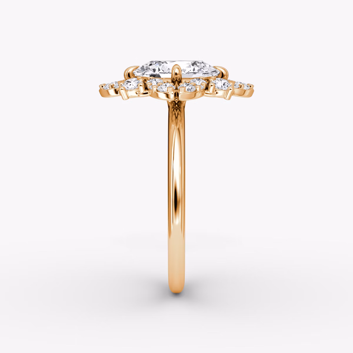 The Carnation | Oval | 14k | Rose Gold | bandAccent: Plain | diamondOrientation: vertical | caratWeight: other