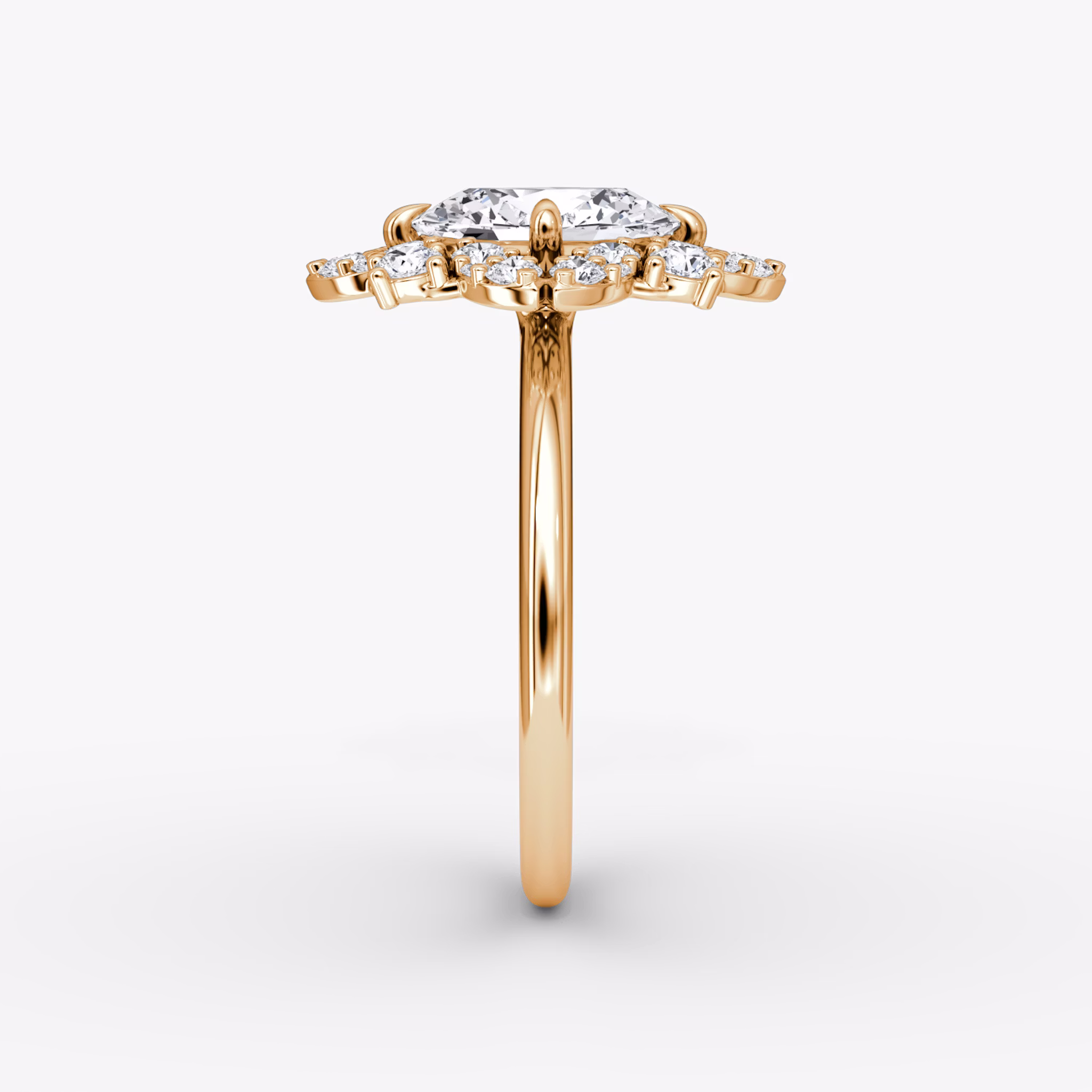 The Carnation | Oval | 14k | Rose Gold | bandAccent: Plain | diamondOrientation: vertical | caratWeight: other