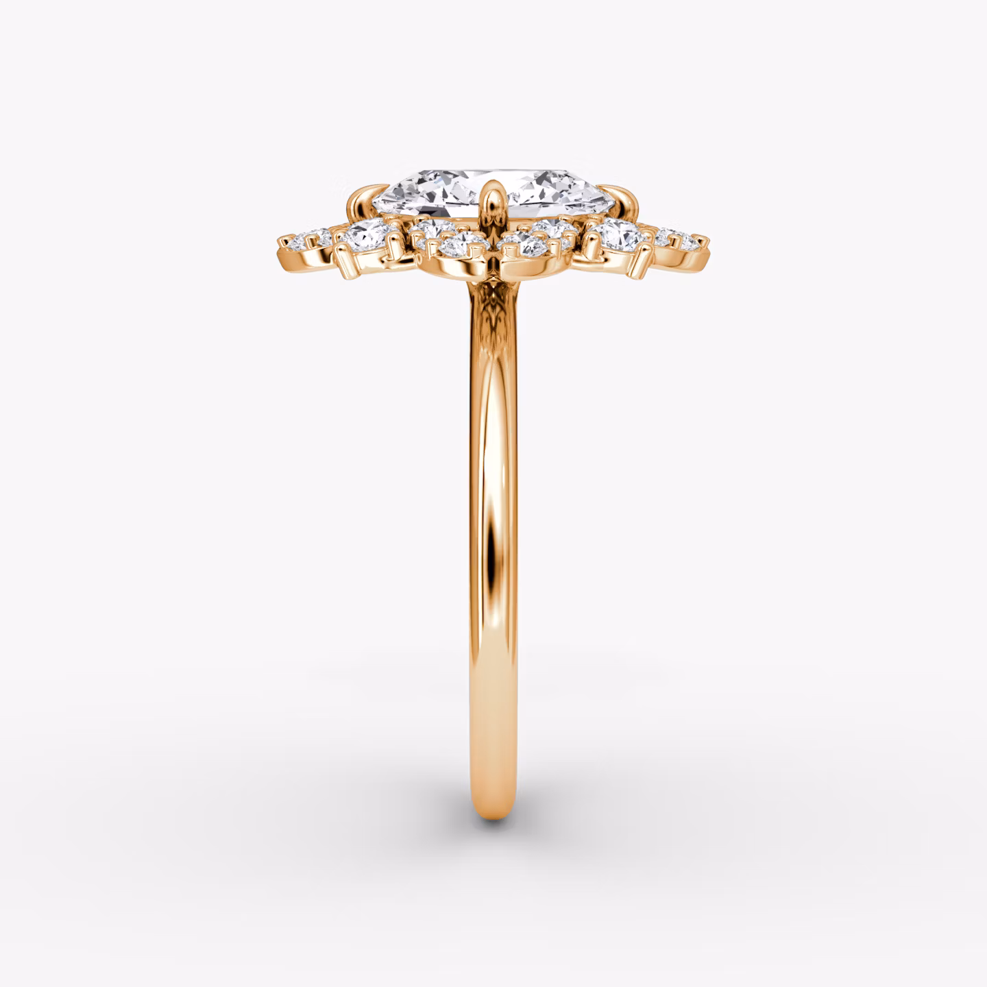 The Carnation | Oval | 14k | Rose Gold | bandAccent: Plain | diamondOrientation: vertical | caratWeight: other