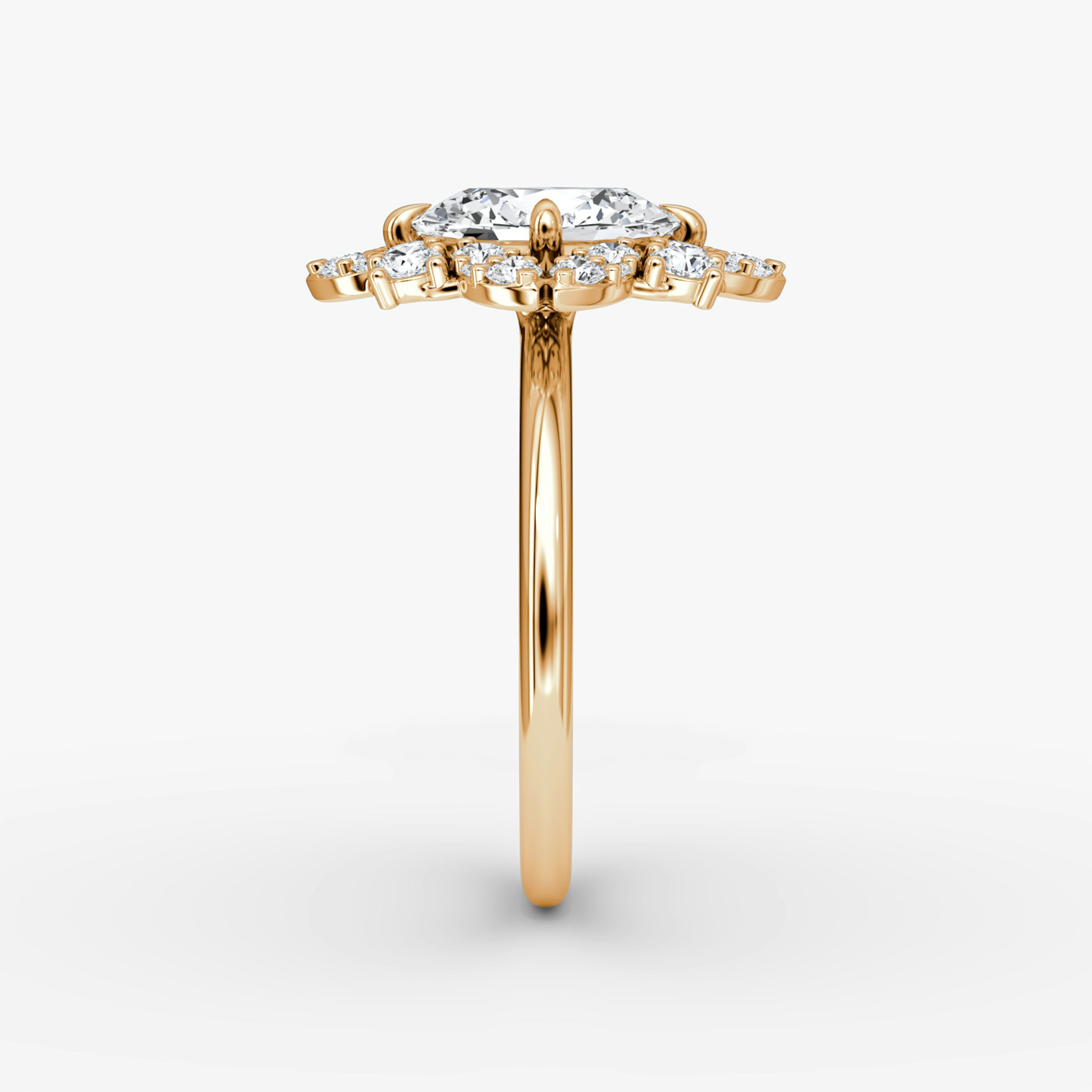 The Carnation | Oval | 14k | Rose Gold | bandAccent: Plain | diamondOrientation: vertical | caratWeight: other