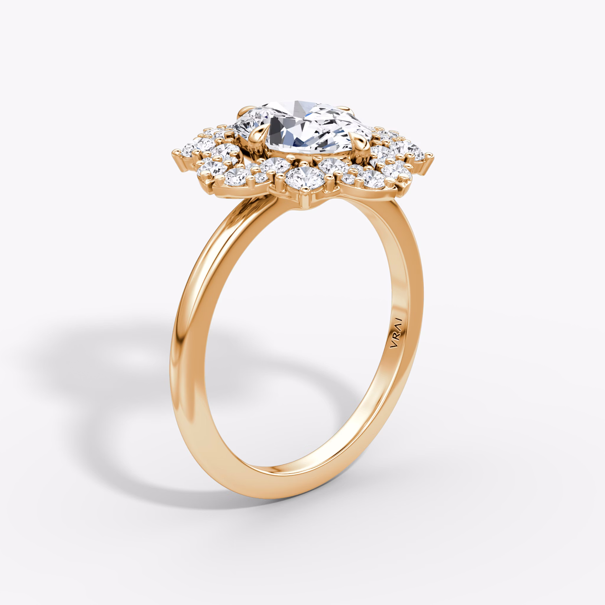 The Carnation | Oval | 14k | Rose Gold | bandAccent: Plain | diamondOrientation: vertical | caratWeight: other
