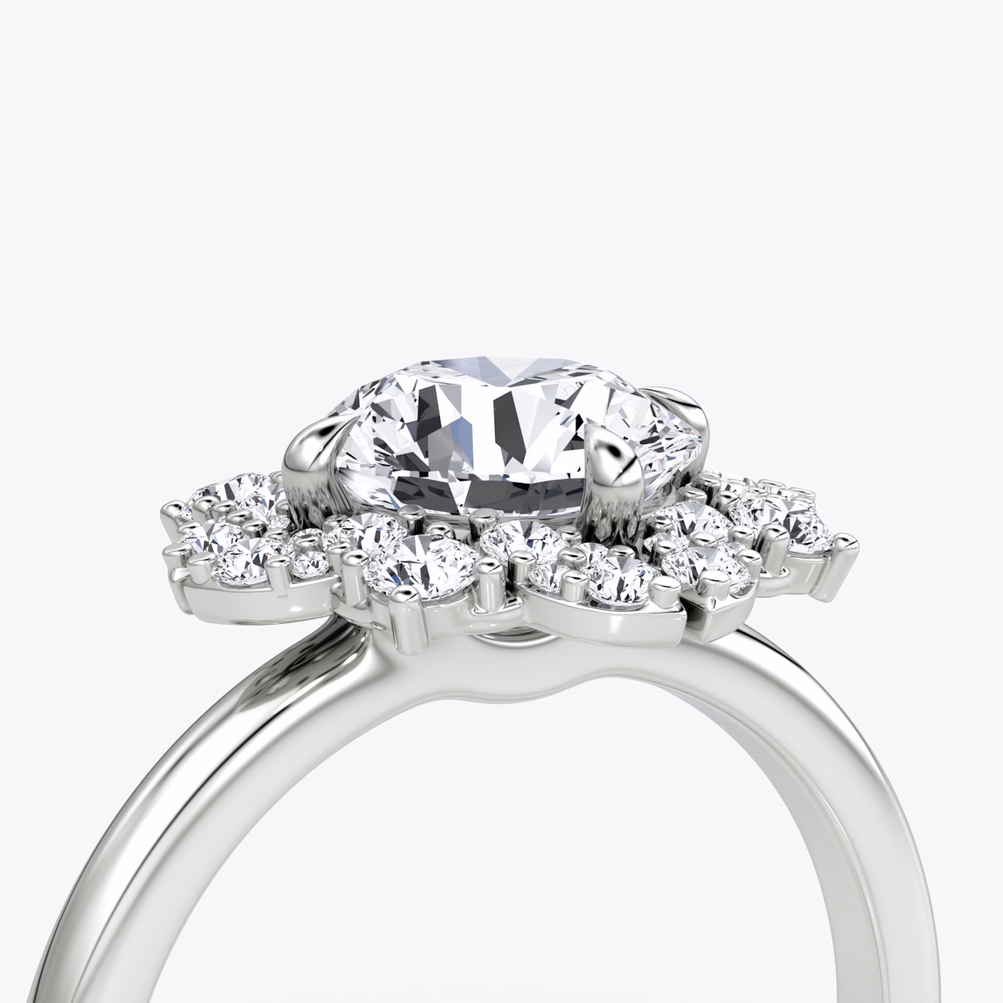 The Carnation | Round Brilliant | 18k | White Gold | bandAccent: Plain | caratWeight: other | diamondOrientation: vertical