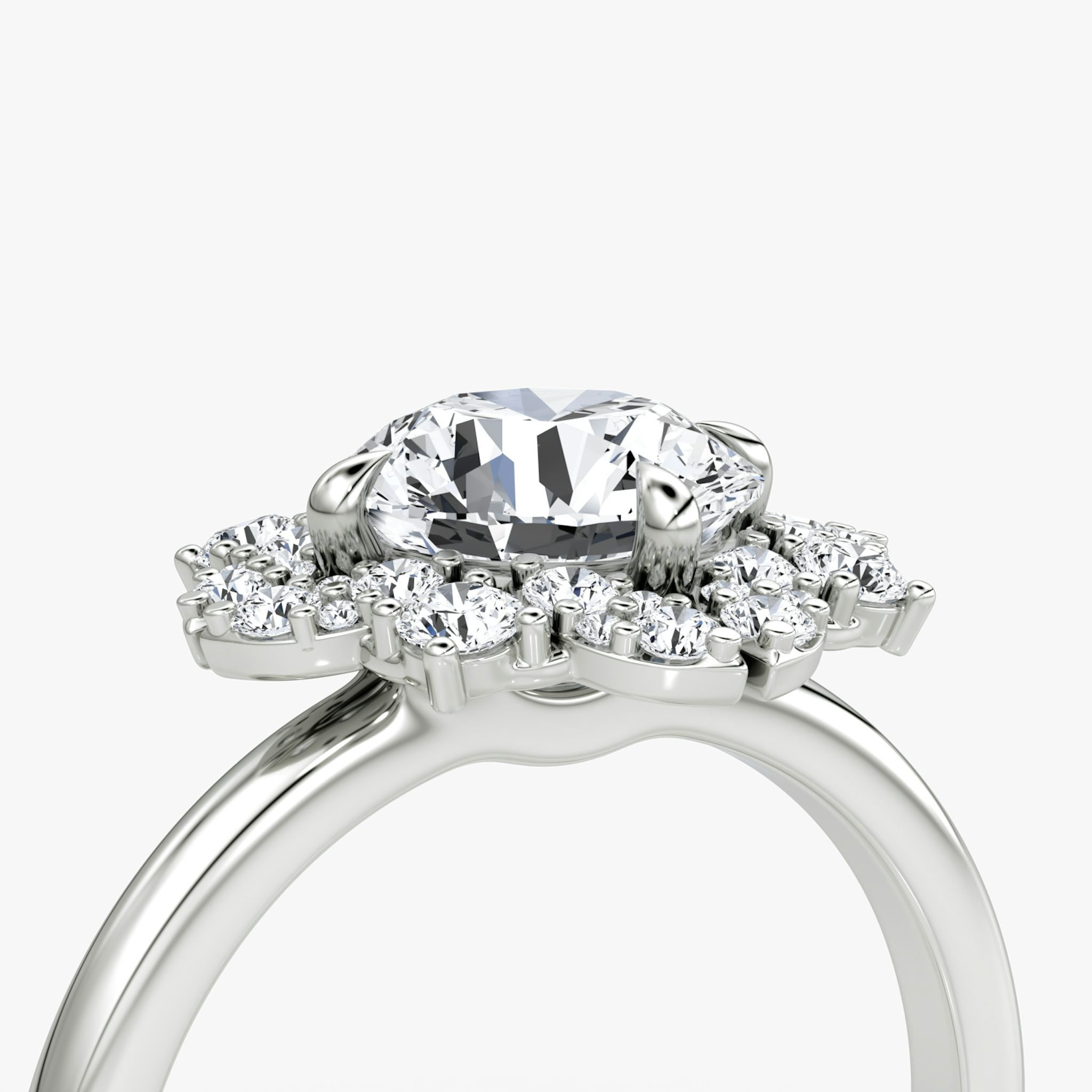 The Carnation | Round Brilliant | 18k | White Gold | bandAccent: Plain | caratWeight: other | diamondOrientation: vertical