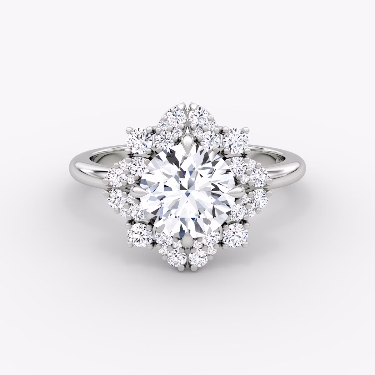 The Carnation | Round Brilliant | 18k | White Gold | bandAccent: Plain | caratWeight: 2.0ct | diamondOrientation: vertical