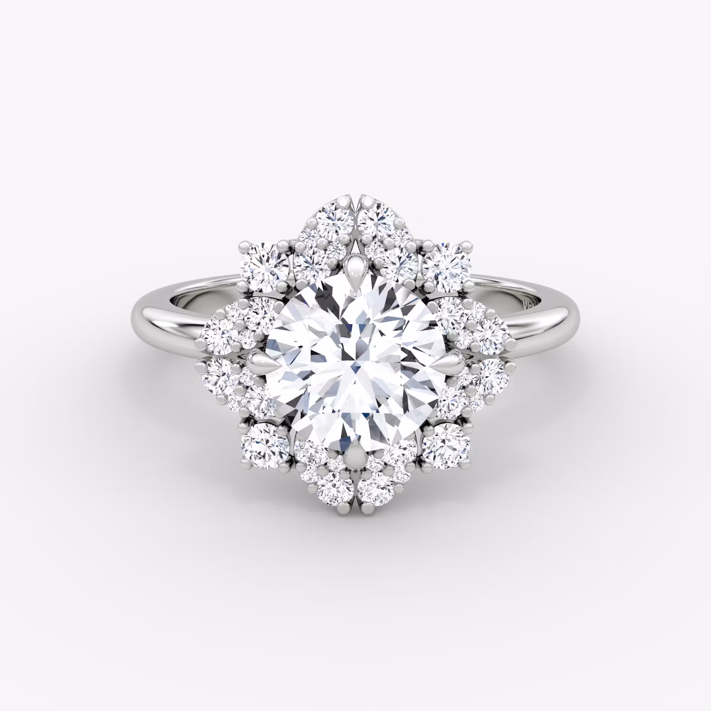 The Carnation | Round Brilliant | 18k | White Gold | bandAccent: Plain | caratWeight: other | diamondOrientation: vertical
