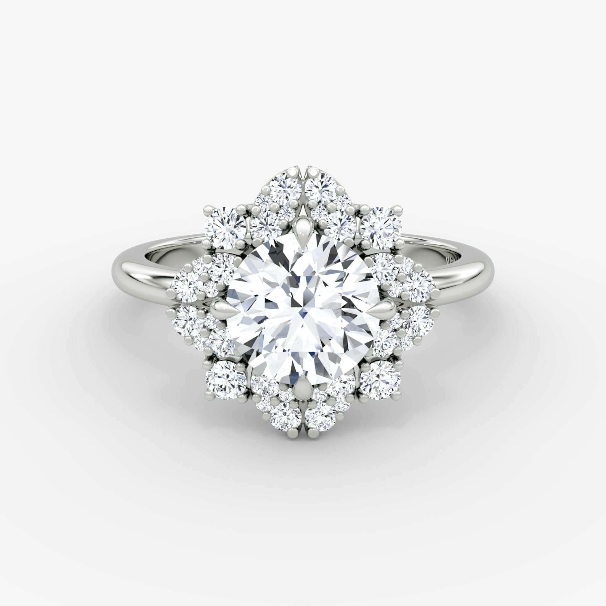 The Carnation | Round Brilliant | 18k | White Gold | bandAccent: Plain | caratWeight: other | diamondOrientation: vertical