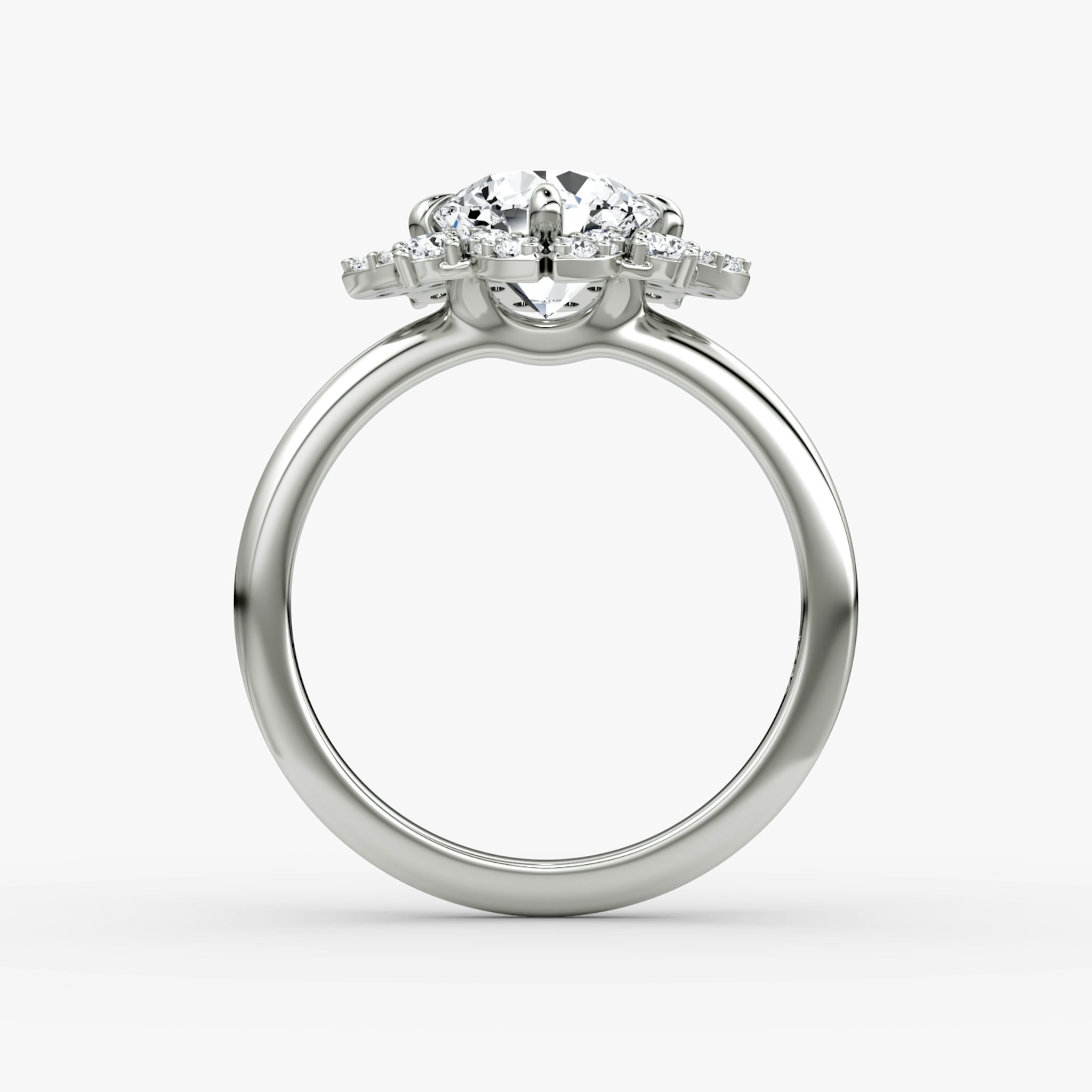 The Carnation | Round Brilliant | 18k | White Gold | bandAccent: Plain | caratWeight: other | diamondOrientation: vertical