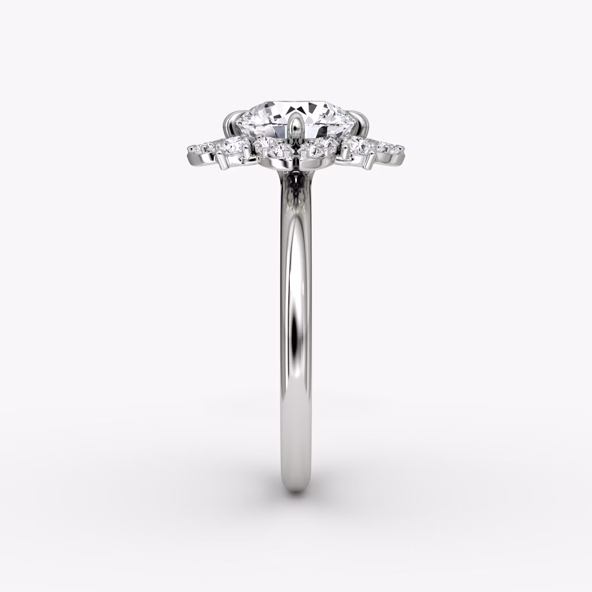 The Carnation | Round Brilliant | 18k | White Gold | bandAccent: Plain | caratWeight: 2.0ct | diamondOrientation: vertical