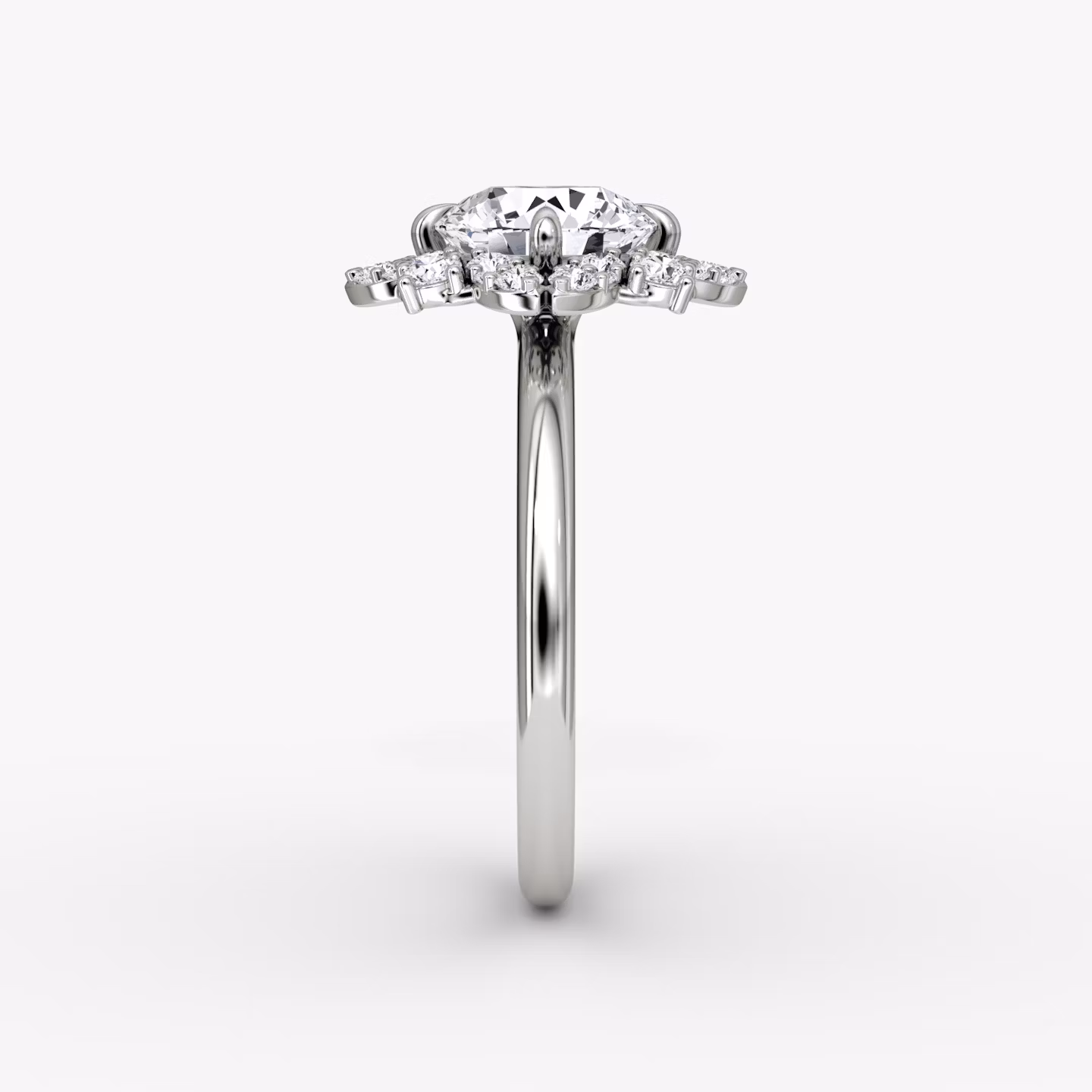 The Carnation | Round Brilliant | 18k | White Gold | bandAccent: Plain | caratWeight: other | diamondOrientation: vertical