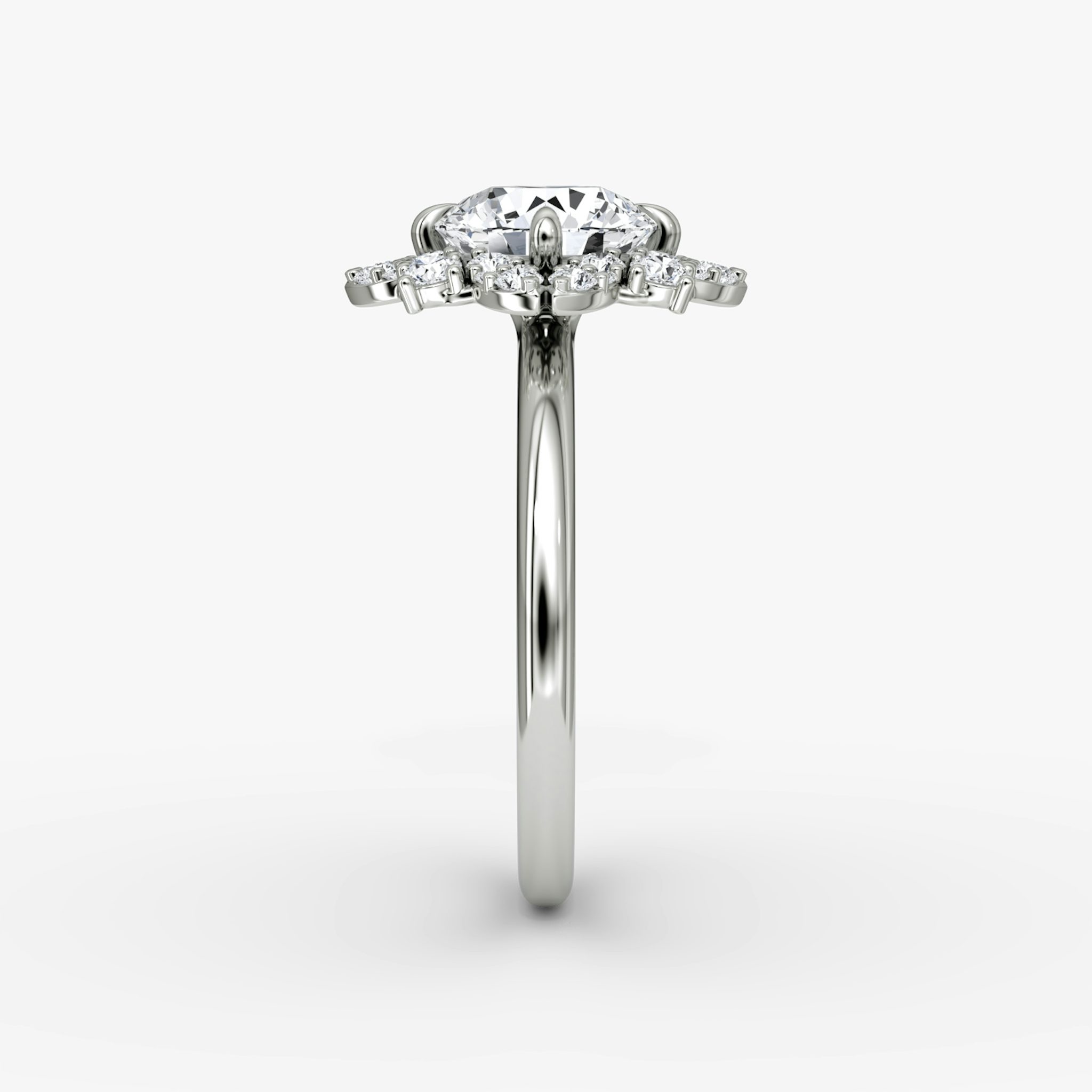 The Carnation | Round Brilliant | 18k | White Gold | bandAccent: Plain | caratWeight: other | diamondOrientation: vertical