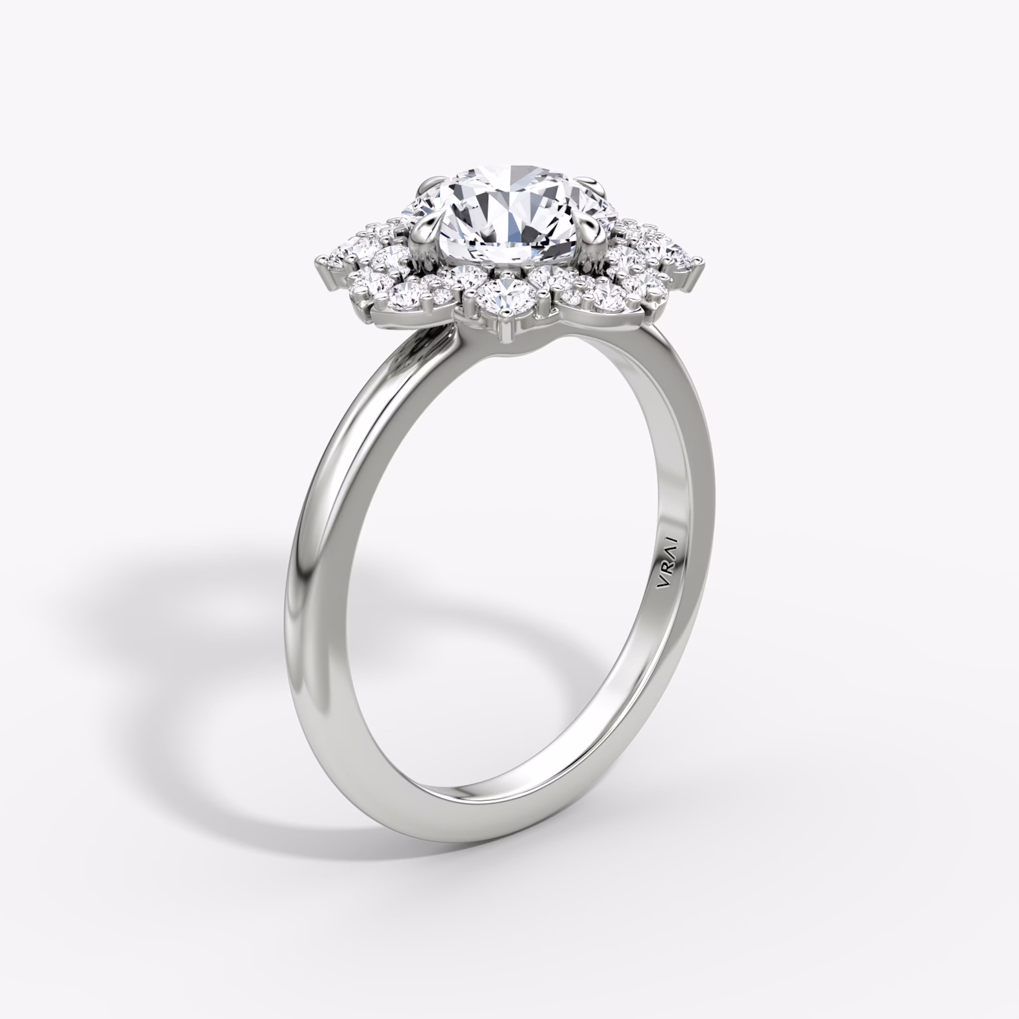 The Carnation | Round Brilliant | 18k | White Gold | bandAccent: Plain | caratWeight: other | diamondOrientation: vertical