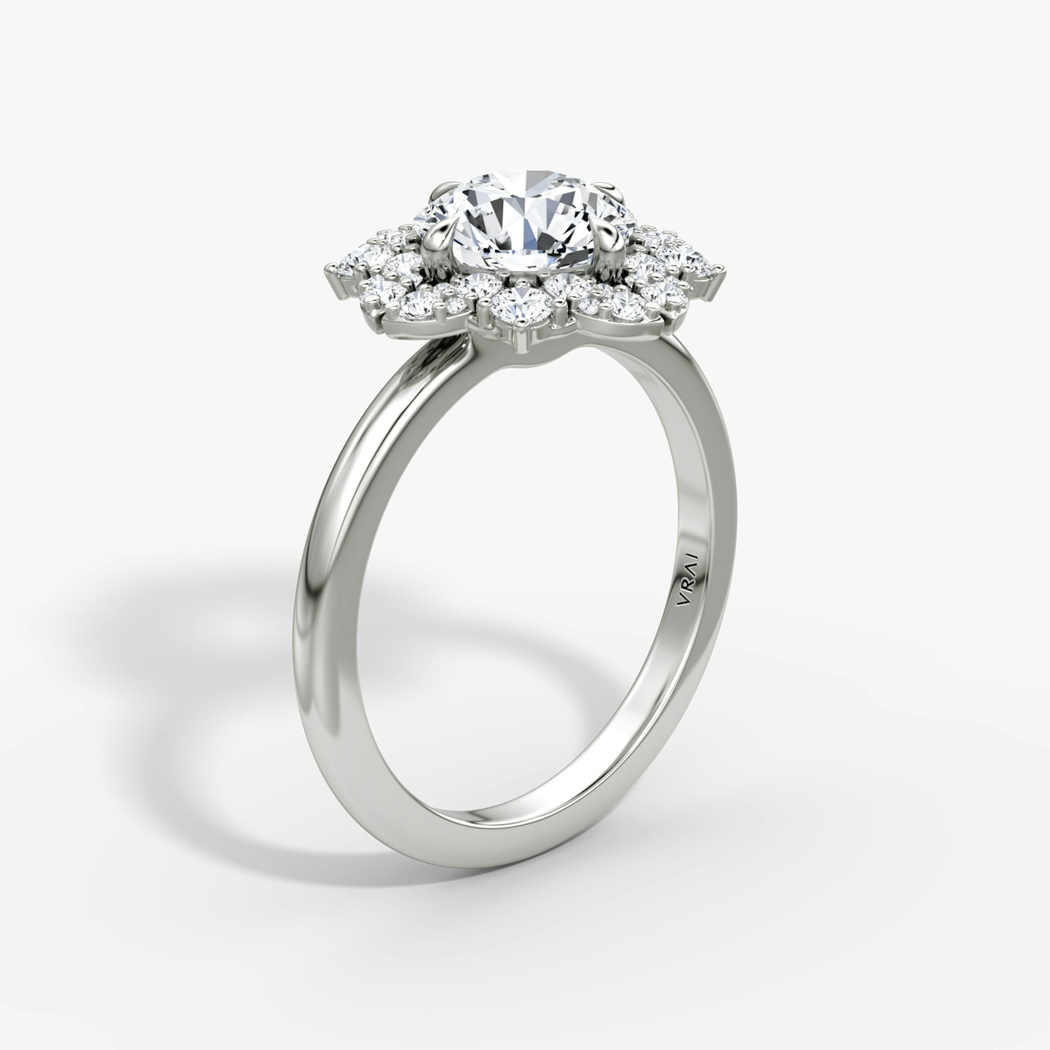 The Carnation | Round Brilliant | 18k | White Gold | bandAccent: Plain | caratWeight: other | diamondOrientation: vertical