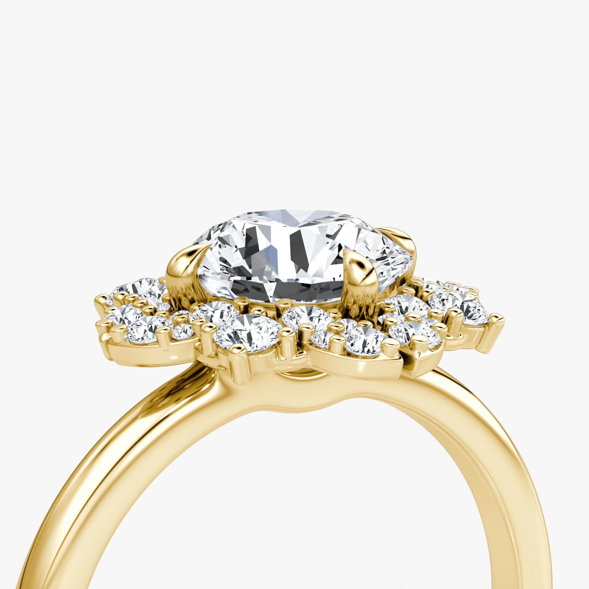 The Carnation | Round Brilliant | 18k | Yellow Gold | bandAccent: Plain | caratWeight: other | diamondOrientation: vertical