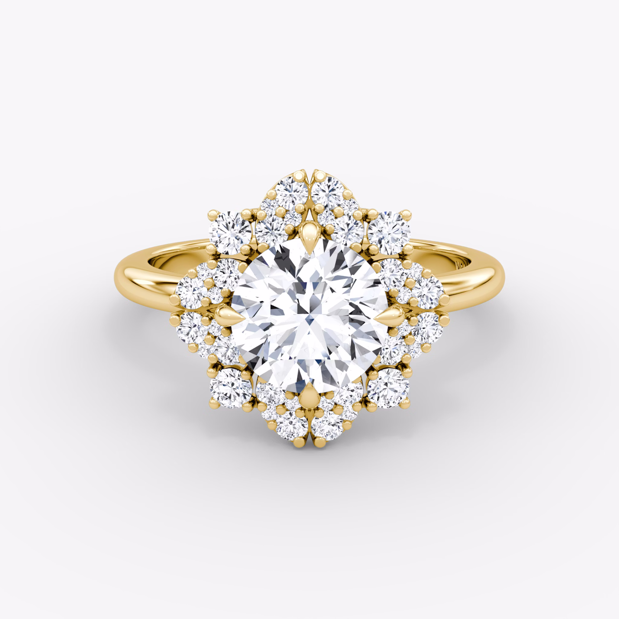 The Carnation | Round Brilliant | 18k | Yellow Gold | bandAccent: Plain | caratWeight: other | diamondOrientation: vertical