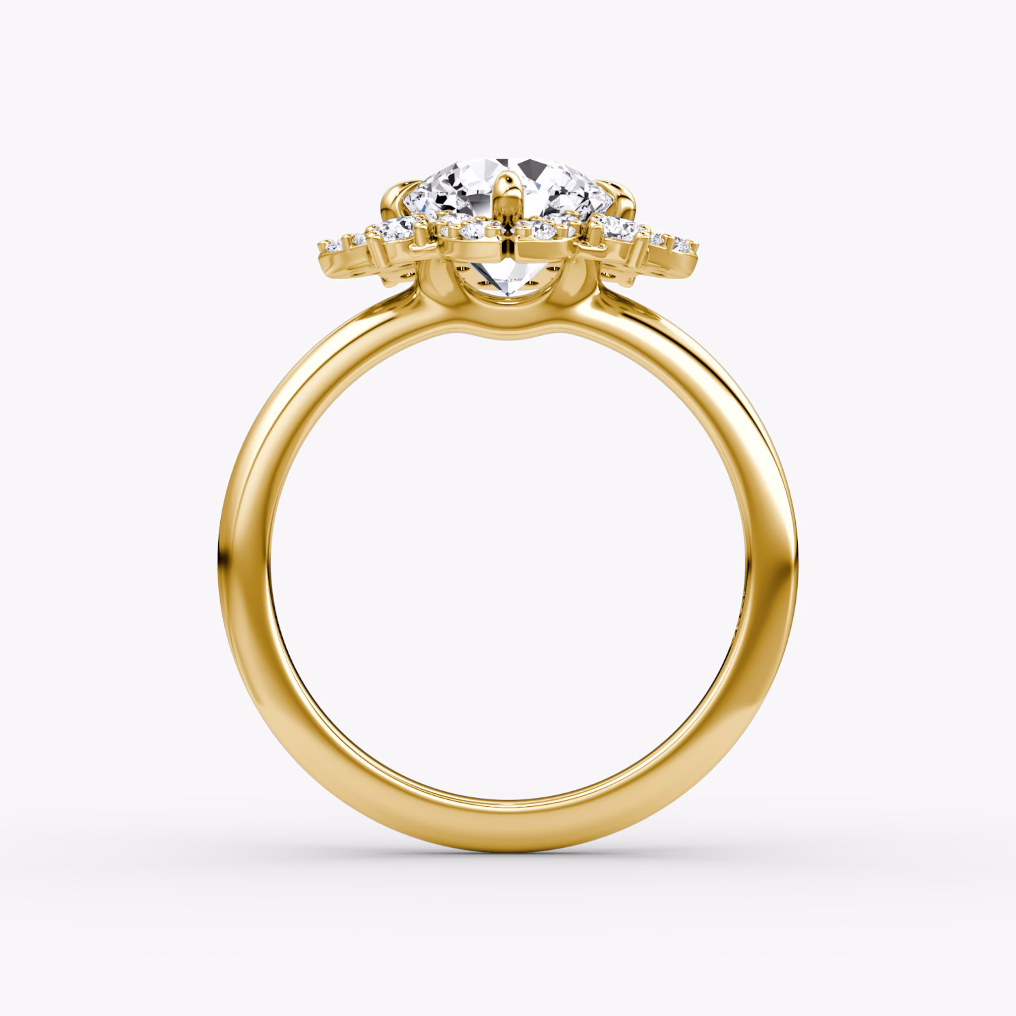 The Carnation | Round Brilliant | 18k | Yellow Gold | bandAccent: Plain | caratWeight: other | diamondOrientation: vertical
