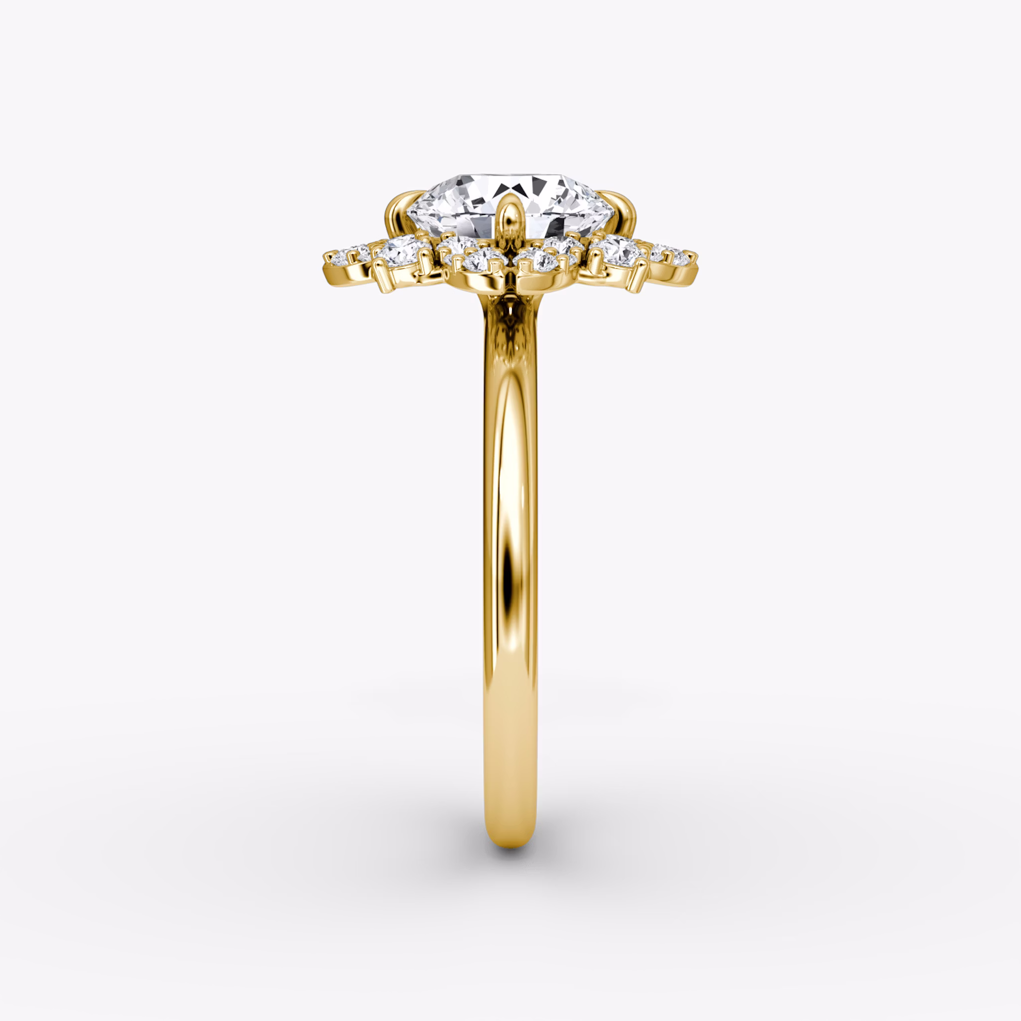 The Carnation | Round Brilliant | 18k | Yellow Gold | bandAccent: Plain | caratWeight: other | diamondOrientation: vertical