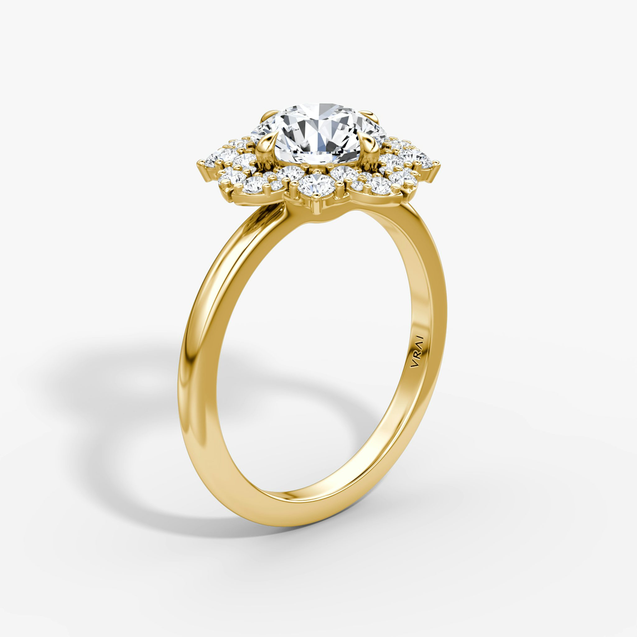 The Carnation | Round Brilliant | 18k | Yellow Gold | bandAccent: Plain | caratWeight: other | diamondOrientation: vertical