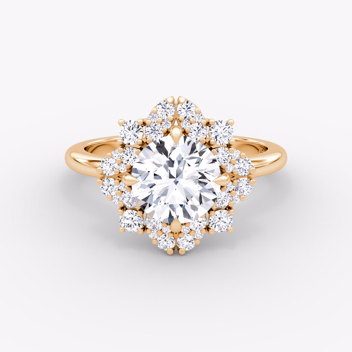 The Carnation | Round Brilliant | 14k | Rose Gold | bandAccent: Plain | caratWeight: 1.5ct | diamondOrientation: vertical