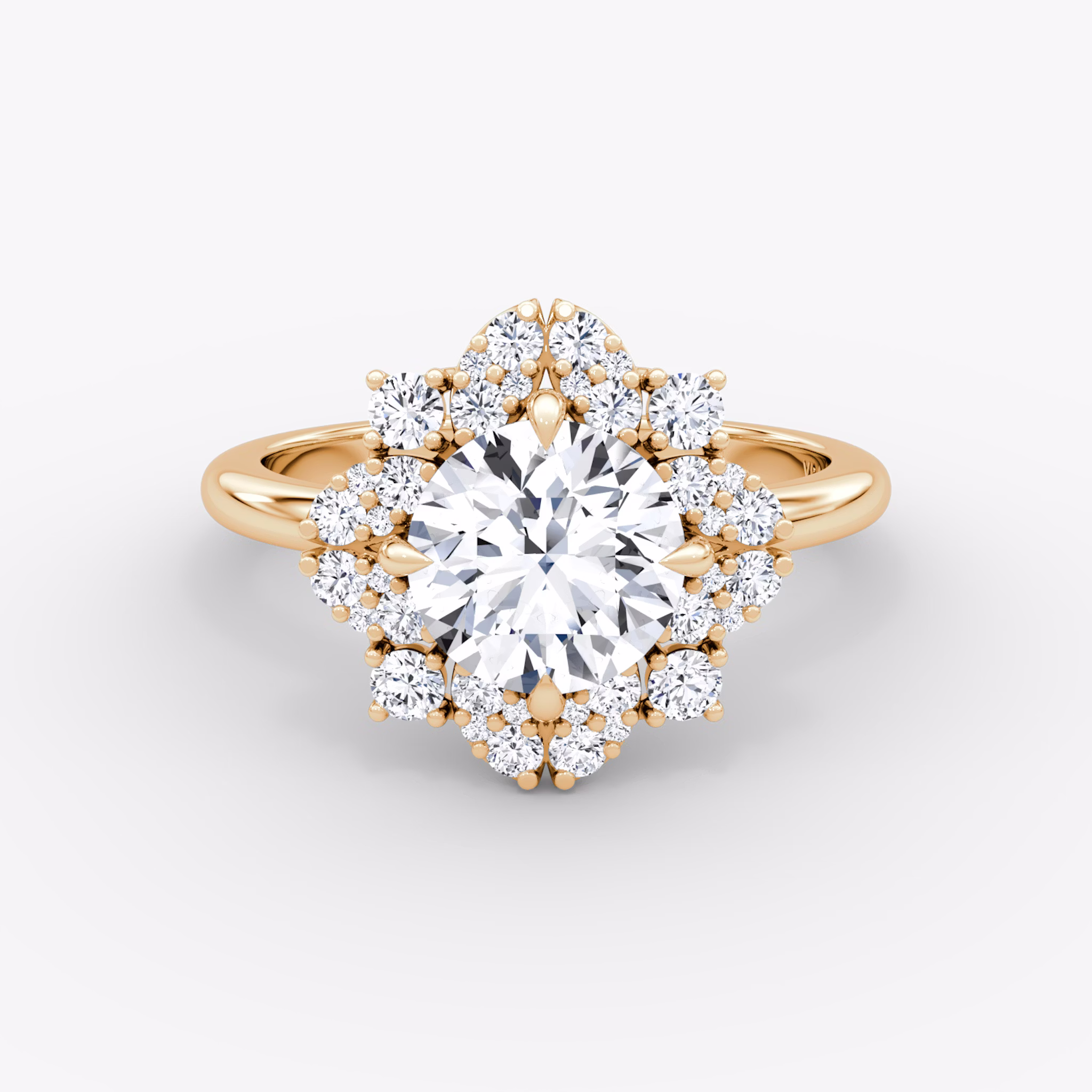 The Carnation | Round Brilliant | 14k | Rose Gold | bandAccent: Plain | caratWeight: other | diamondOrientation: vertical