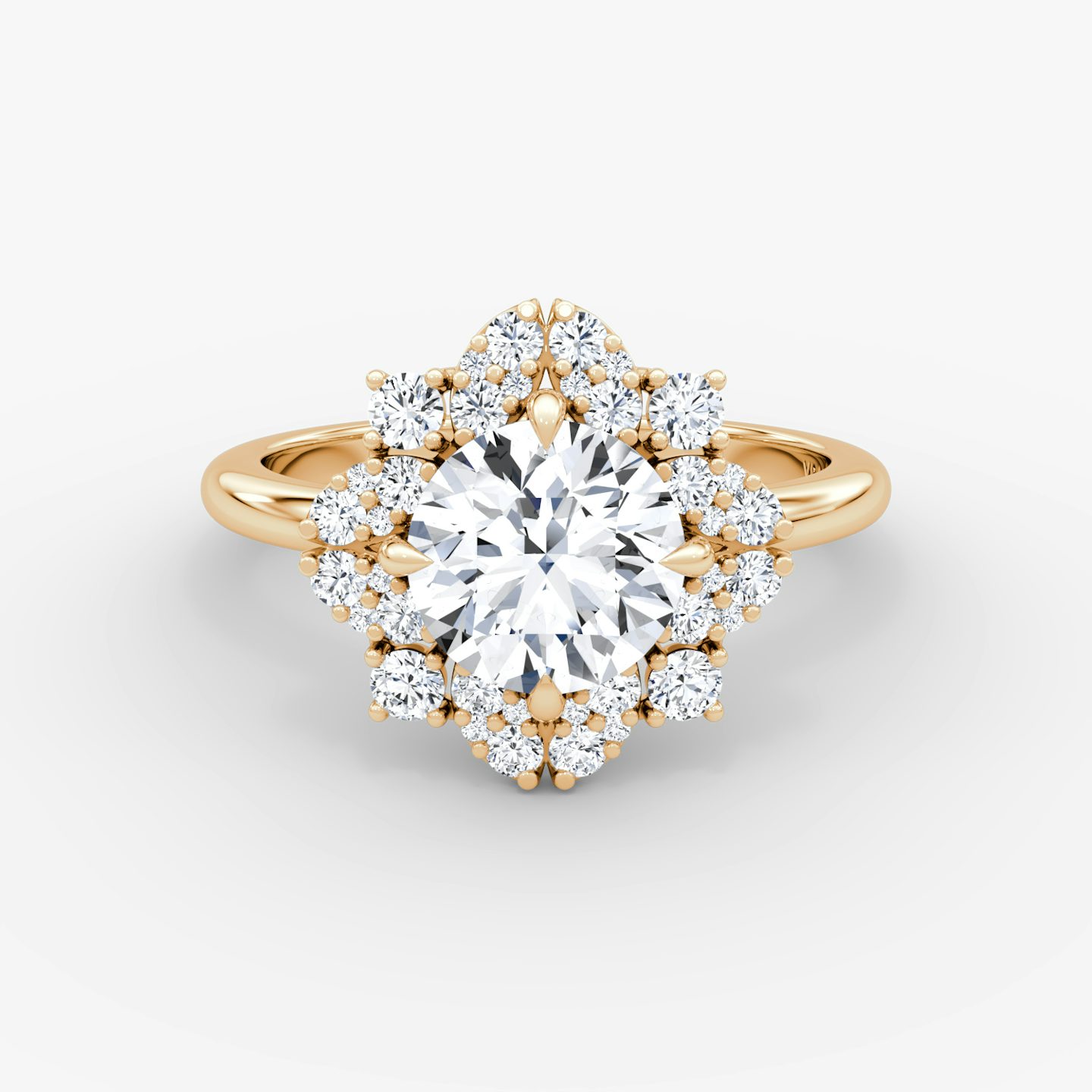 The Carnation | Round Brilliant | 14k | Rose Gold | bandAccent: Plain | caratWeight: other | diamondOrientation: vertical