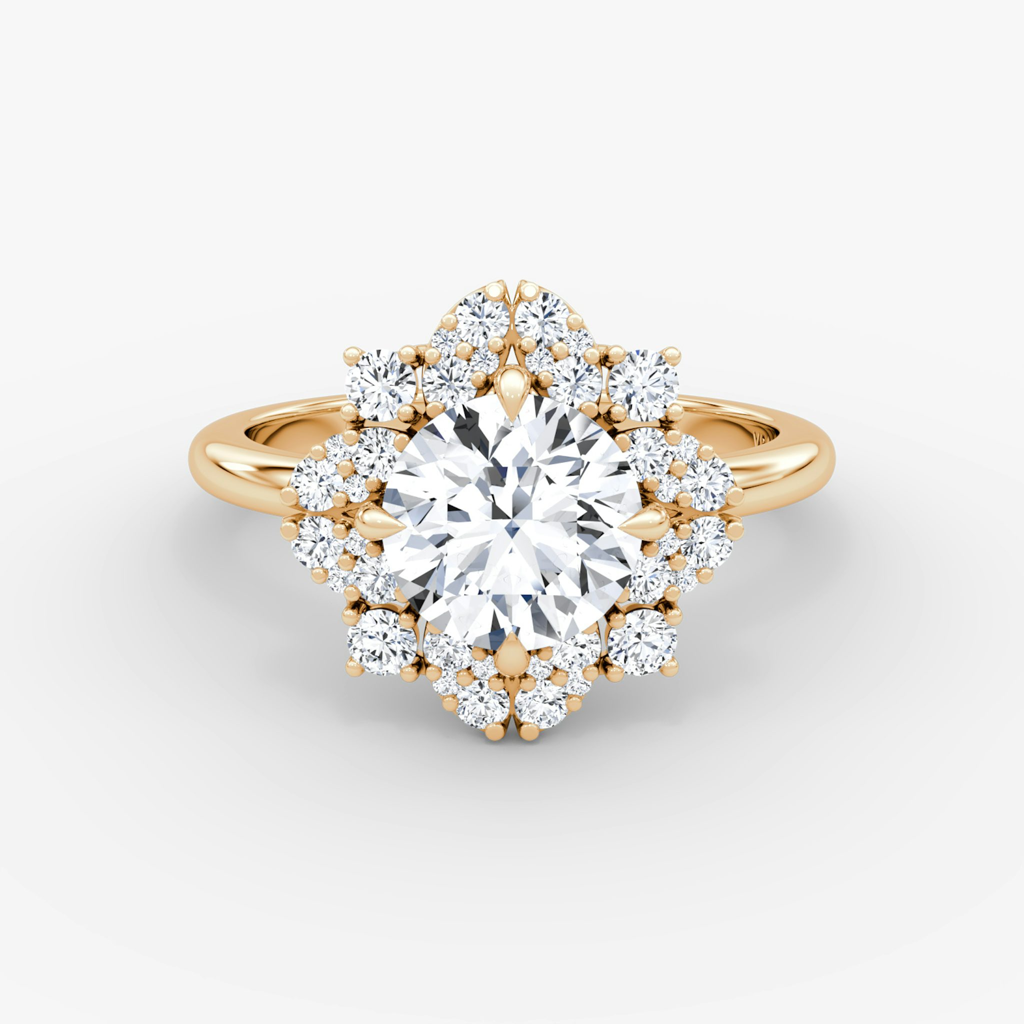 The Carnation | Round Brilliant | 14k | Rose Gold | bandAccent: Plain | caratWeight: other | diamondOrientation: vertical