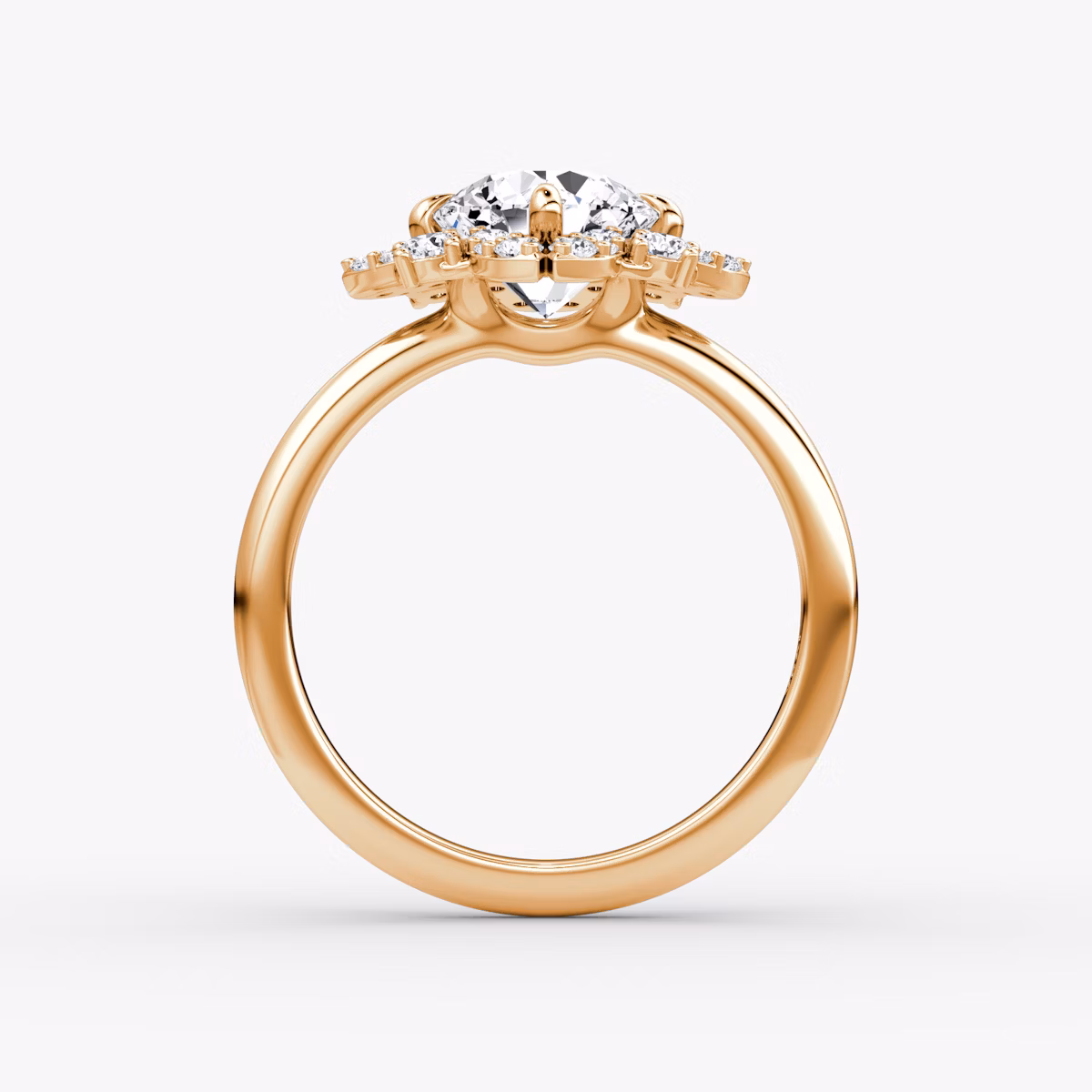 The Carnation | Round Brilliant | 14k | Rose Gold | bandAccent: Plain | caratWeight: 1.5ct | diamondOrientation: vertical