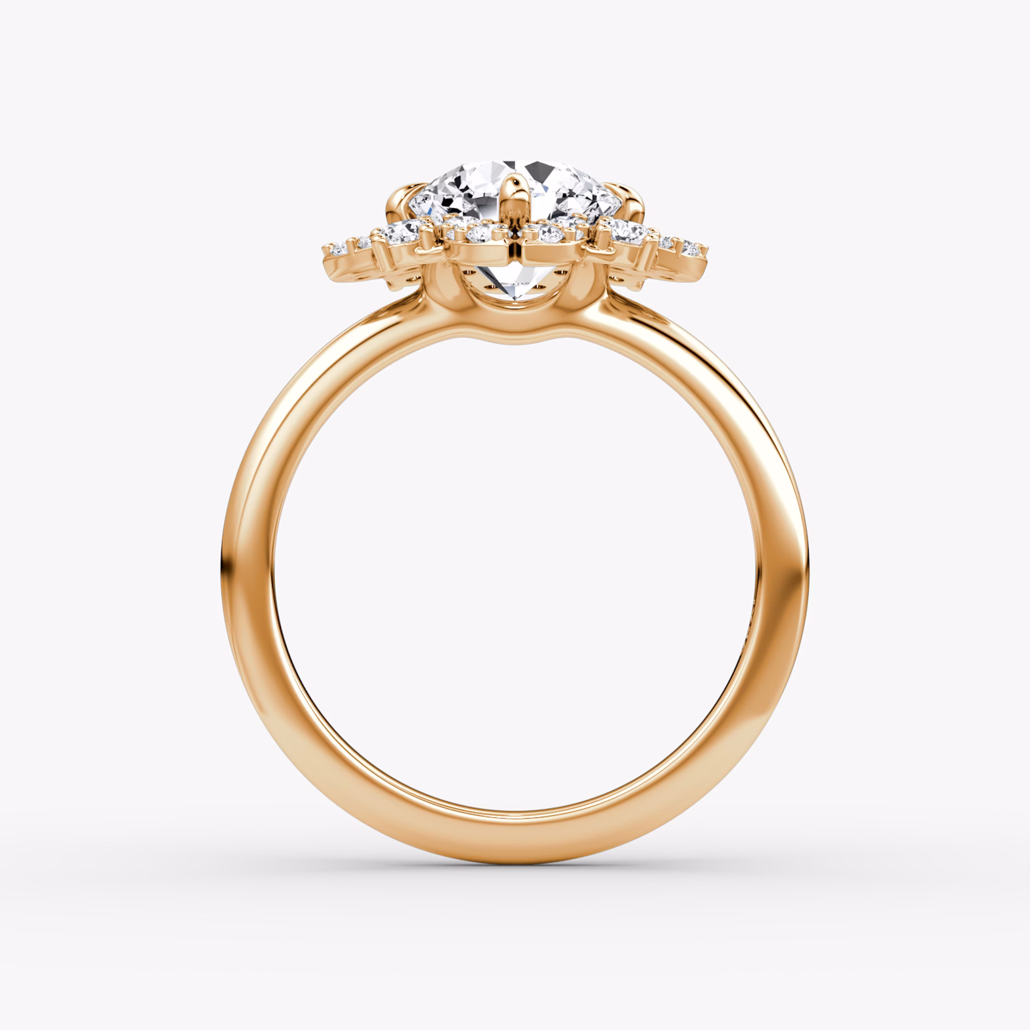 The Carnation | Round Brilliant | 14k | Rose Gold | bandAccent: Plain | caratWeight: other | diamondOrientation: vertical