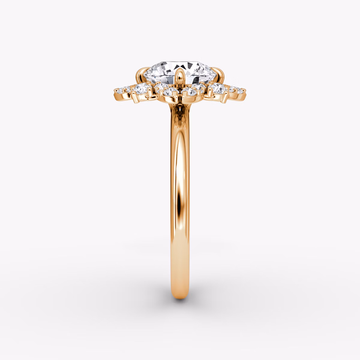 The Carnation | Round Brilliant | 14k | Rose Gold | bandAccent: Plain | caratWeight: 1.5ct | diamondOrientation: vertical