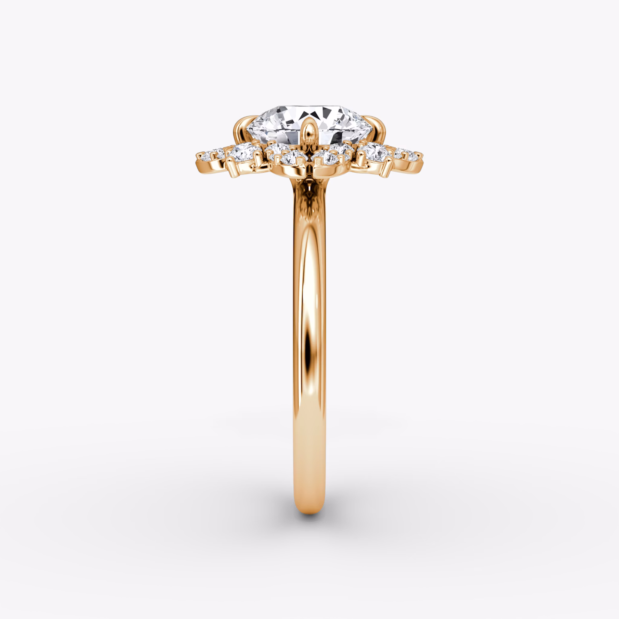 The Carnation | Round Brilliant | 14k | Rose Gold | bandAccent: Plain | caratWeight: other | diamondOrientation: vertical