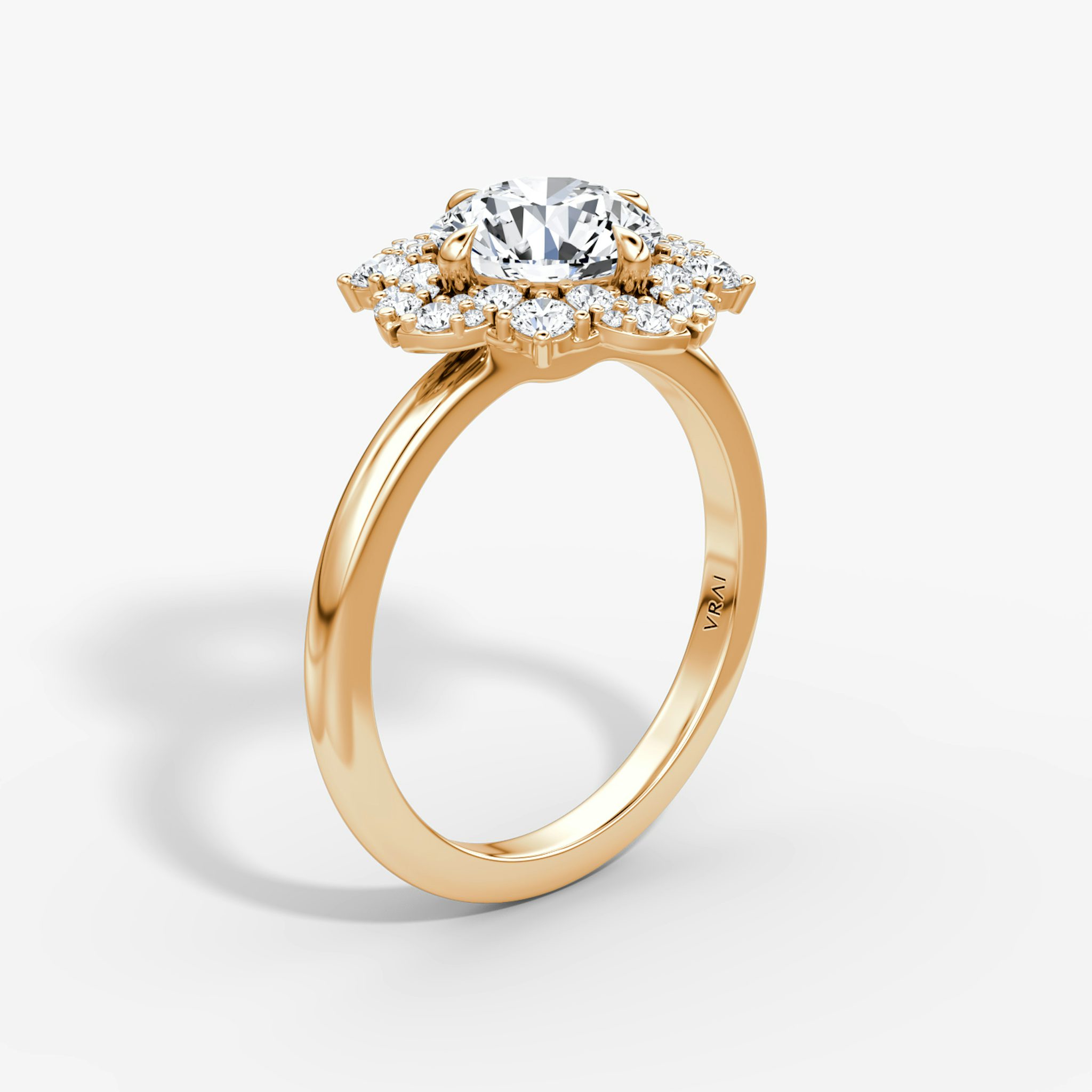 The Carnation | Round Brilliant | 14k | Rose Gold | bandAccent: Plain | caratWeight: other | diamondOrientation: vertical