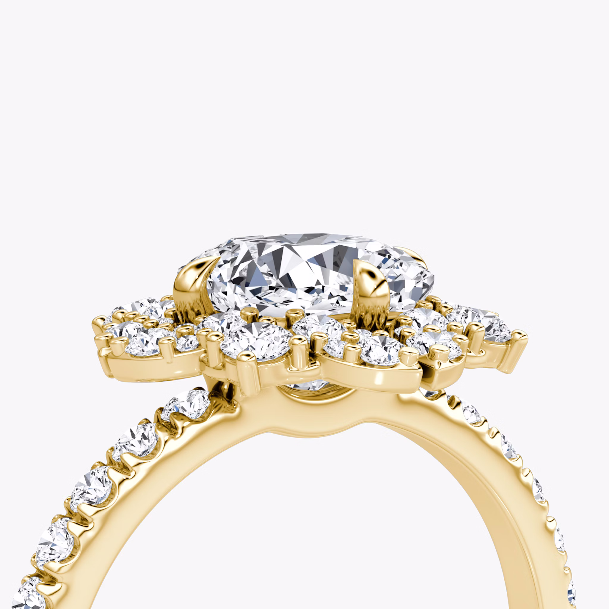 The Carnation | Cushion | 18k | Yellow Gold | bandAccent: Pavé | diamondOrientation: vertical | caratWeight: other