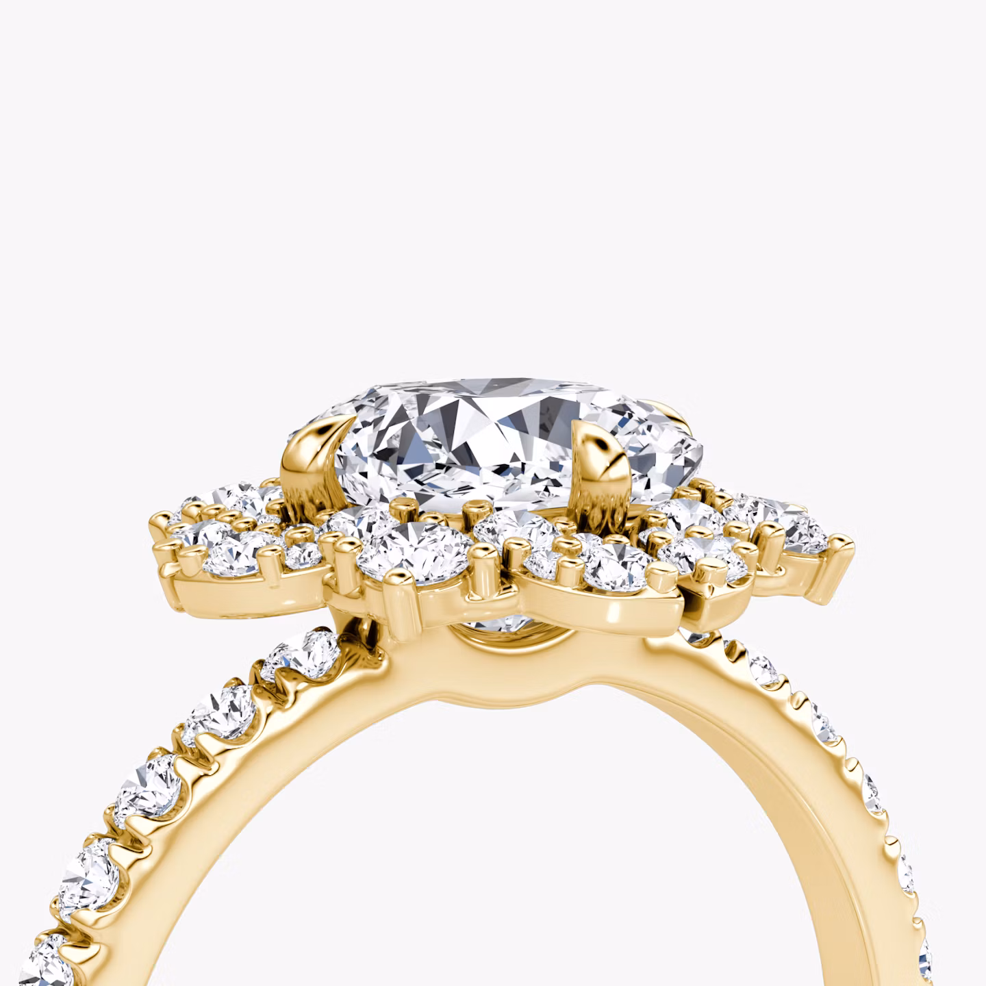 The Carnation | Cushion | 18k | Yellow Gold | bandAccent: Pavé | diamondOrientation: vertical | caratWeight: other