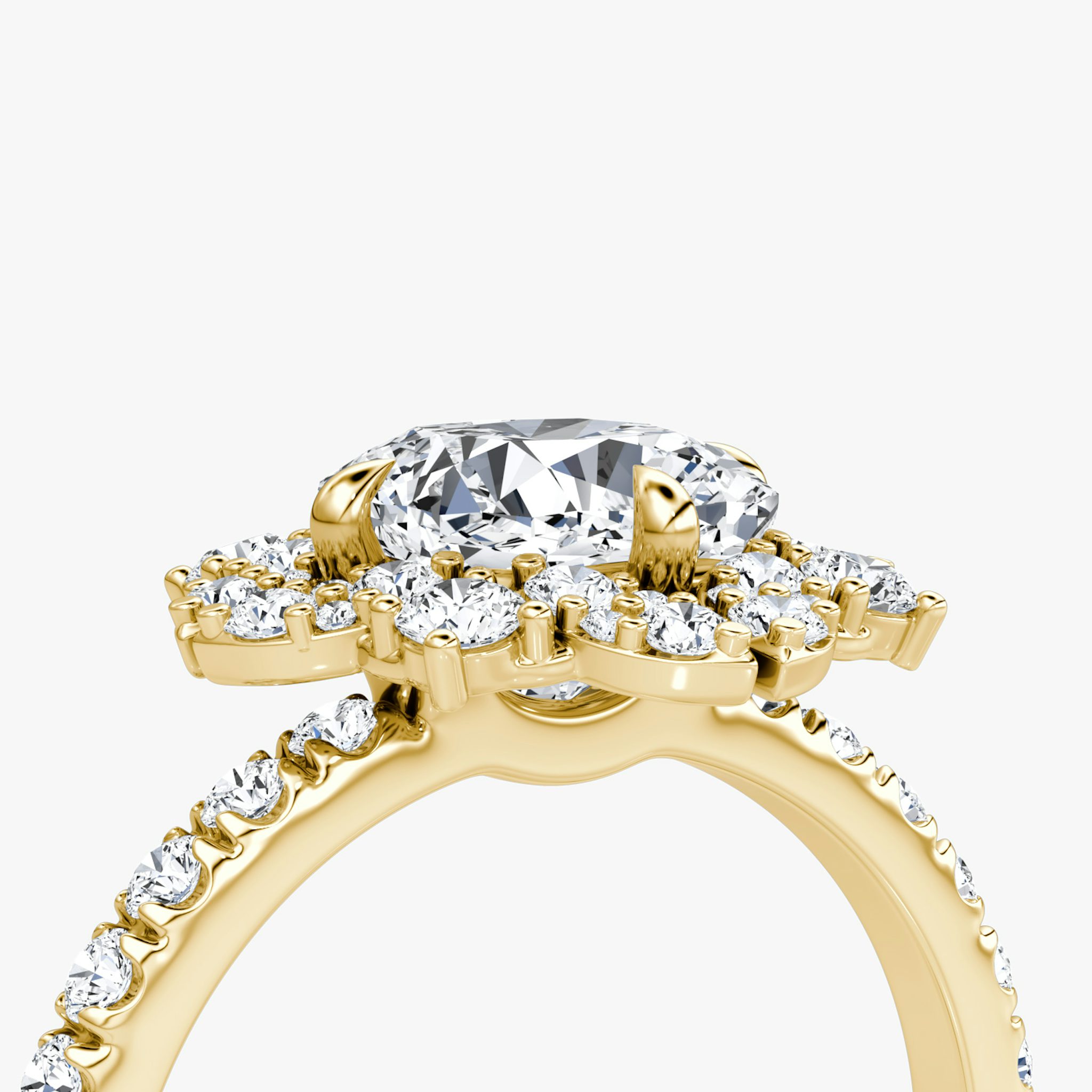 The Carnation | Cushion | 18k | Yellow Gold | bandAccent: Pavé | diamondOrientation: vertical | caratWeight: other