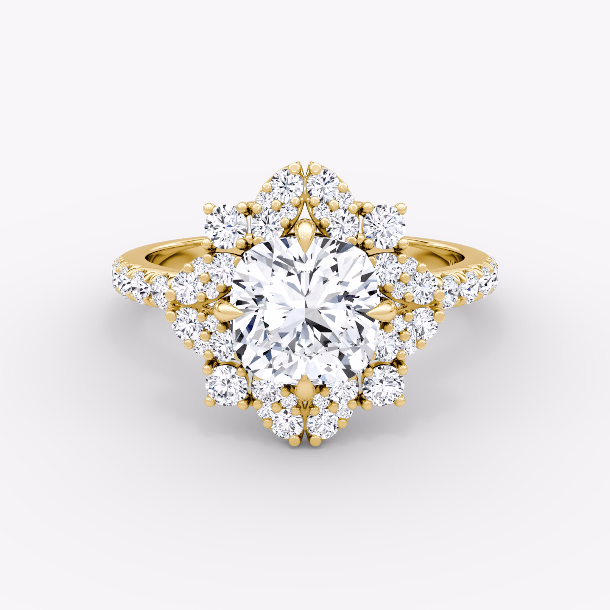 The Carnation | Cushion | 18k | Yellow Gold | bandAccent: Pavé | diamondOrientation: vertical | caratWeight: other