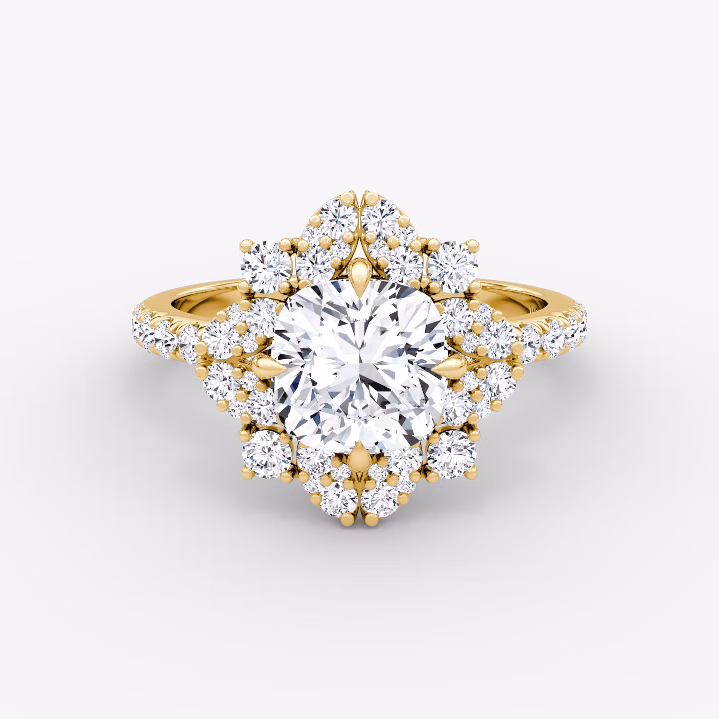 The Carnation | Cushion | 18k | Yellow Gold | bandAccent: Pavé | diamondOrientation: vertical | caratWeight: other