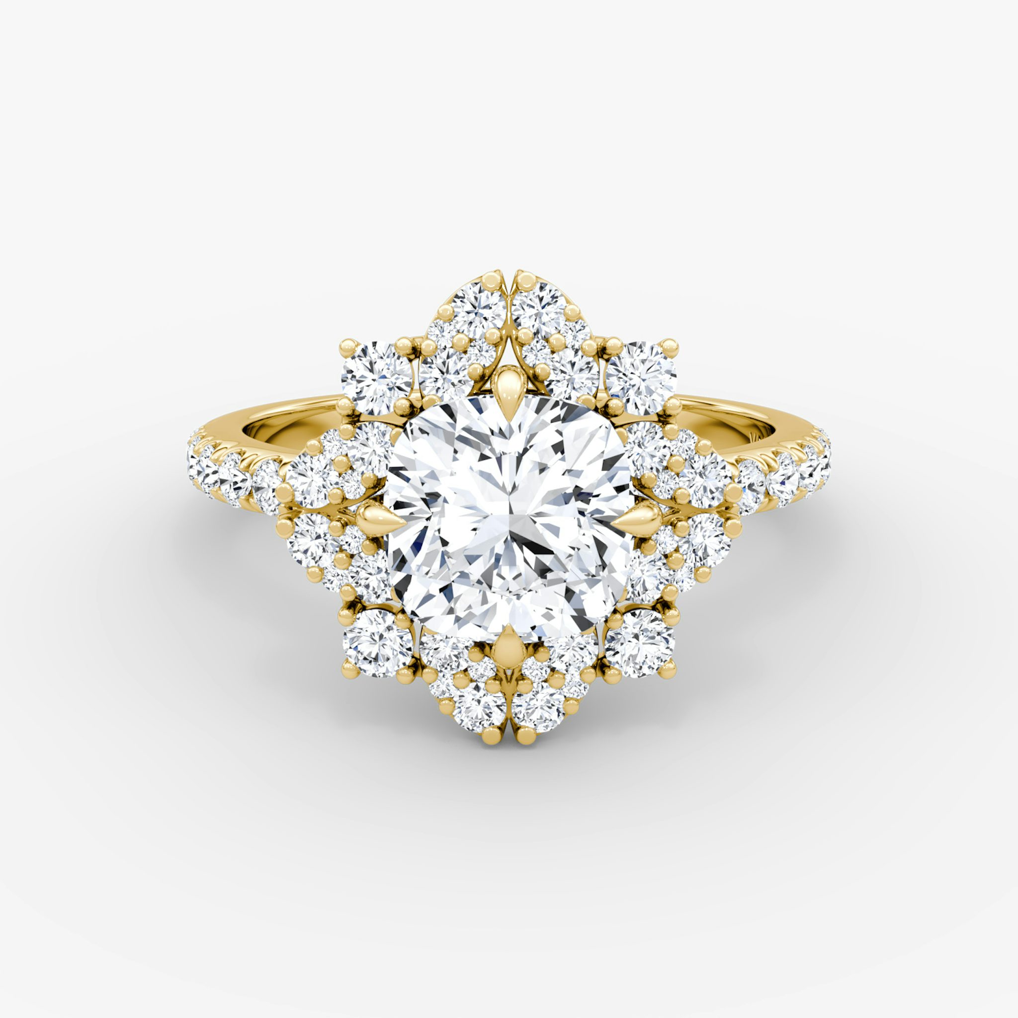 The Carnation | Cushion | 18k | Yellow Gold | bandAccent: Pavé | diamondOrientation: vertical | caratWeight: other