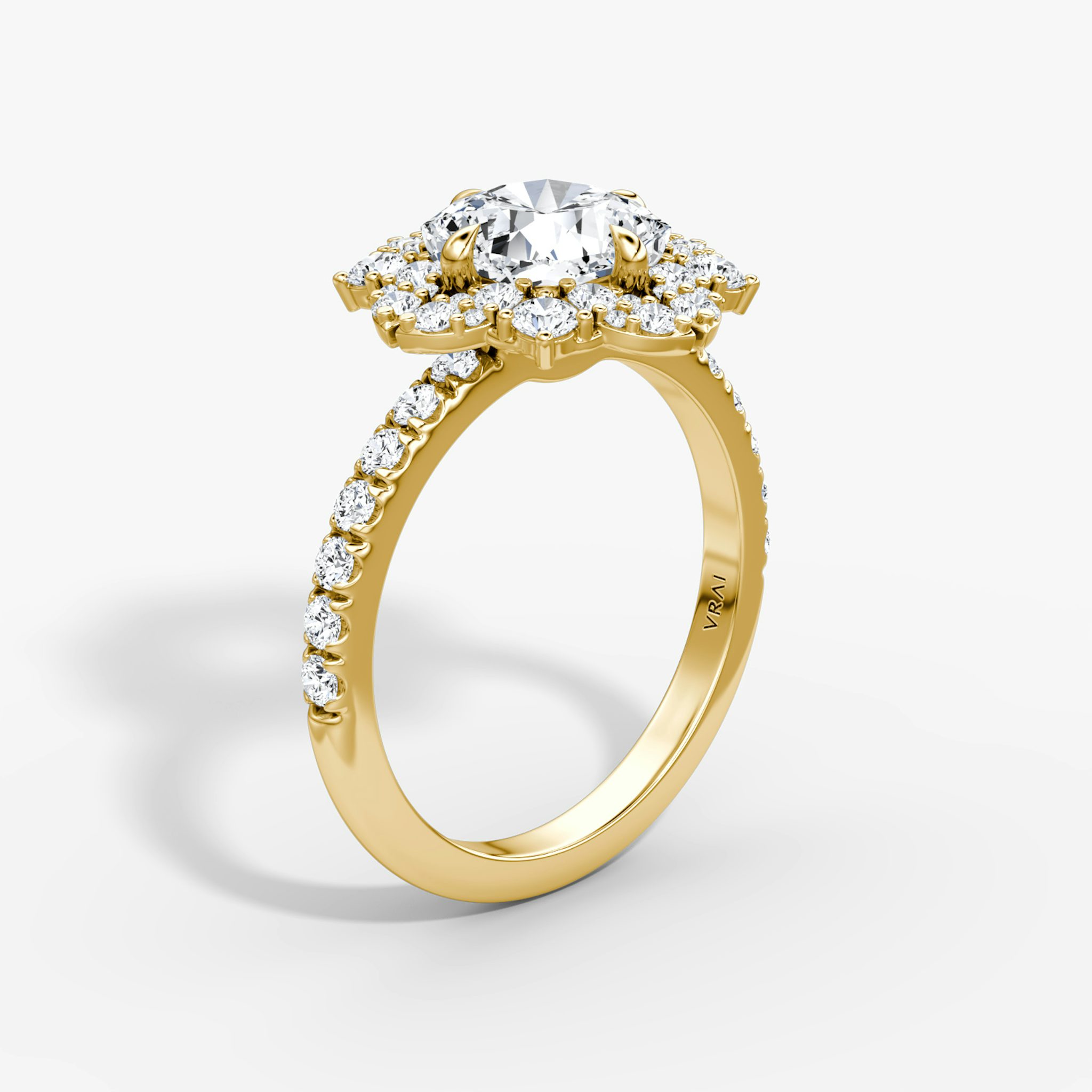 The Carnation | Cushion | 18k | Yellow Gold | bandAccent: Pavé | diamondOrientation: vertical | caratWeight: other