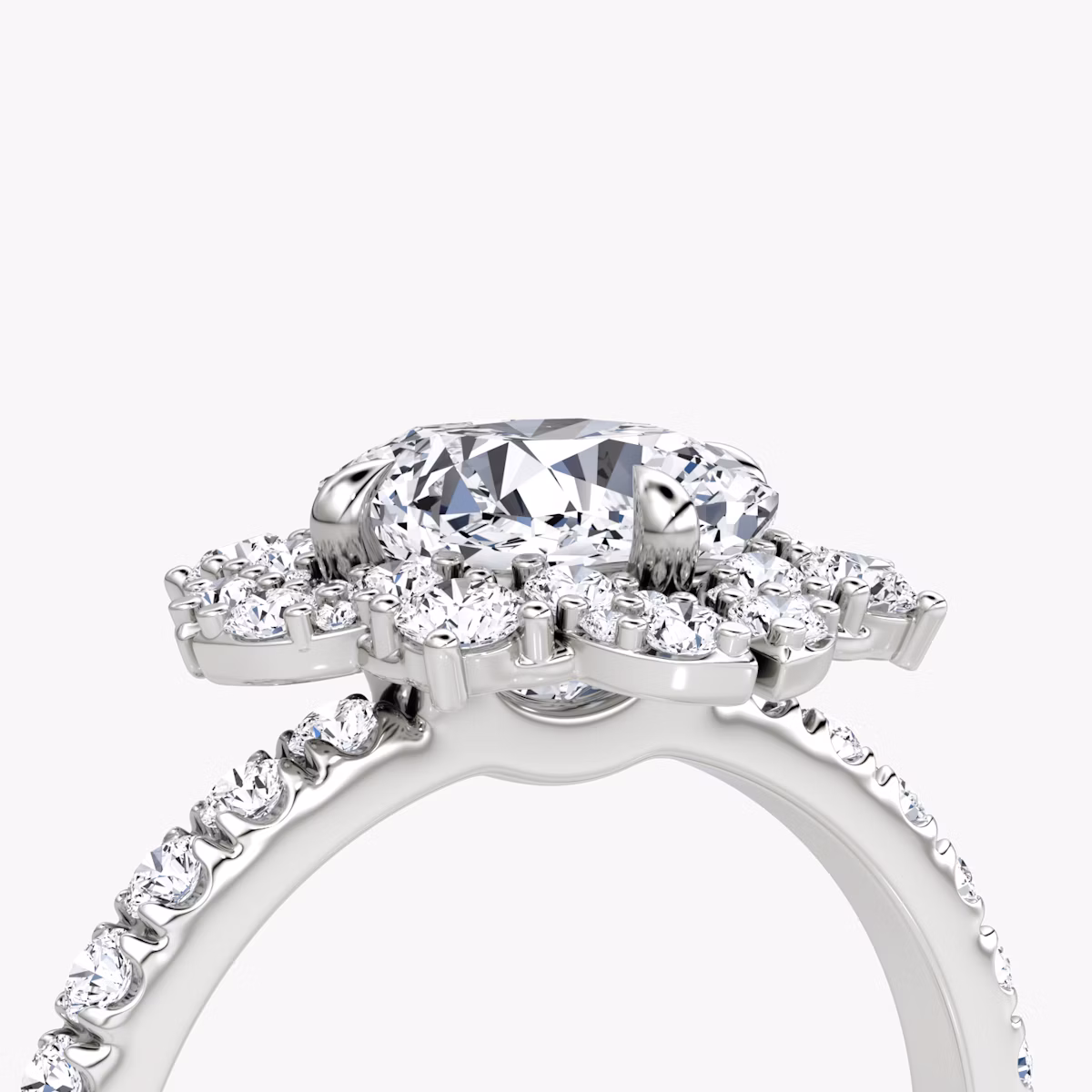 The Carnation | Cushion | 18k | White Gold | bandAccent: Pavé | diamondOrientation: vertical | caratWeight: other