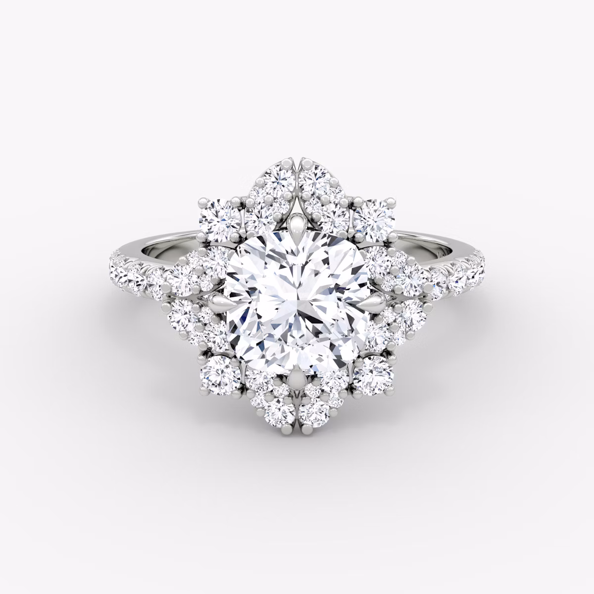 The Carnation | Cushion | 18k | White Gold | bandAccent: Pavé | diamondOrientation: vertical | caratWeight: other