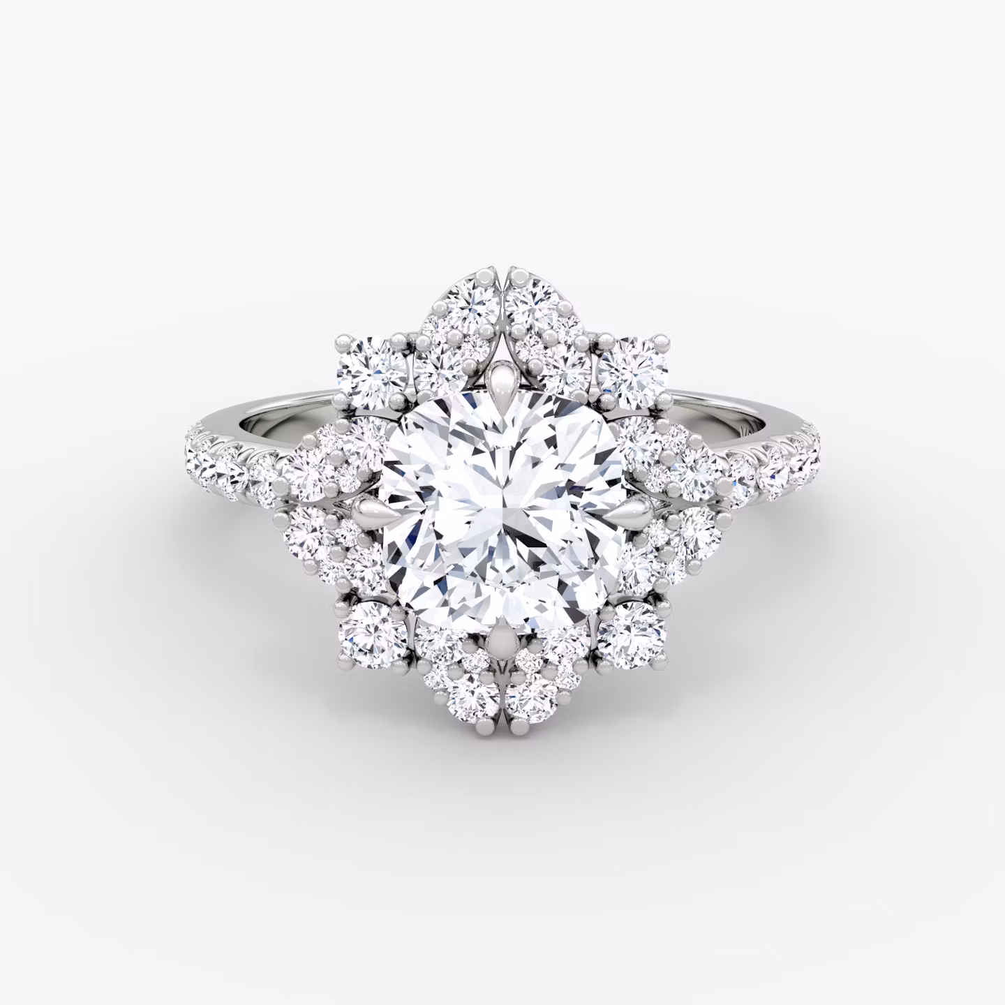 The Carnation | Cushion | 18k | White Gold | bandAccent: Pavé | diamondOrientation: vertical | caratWeight: other