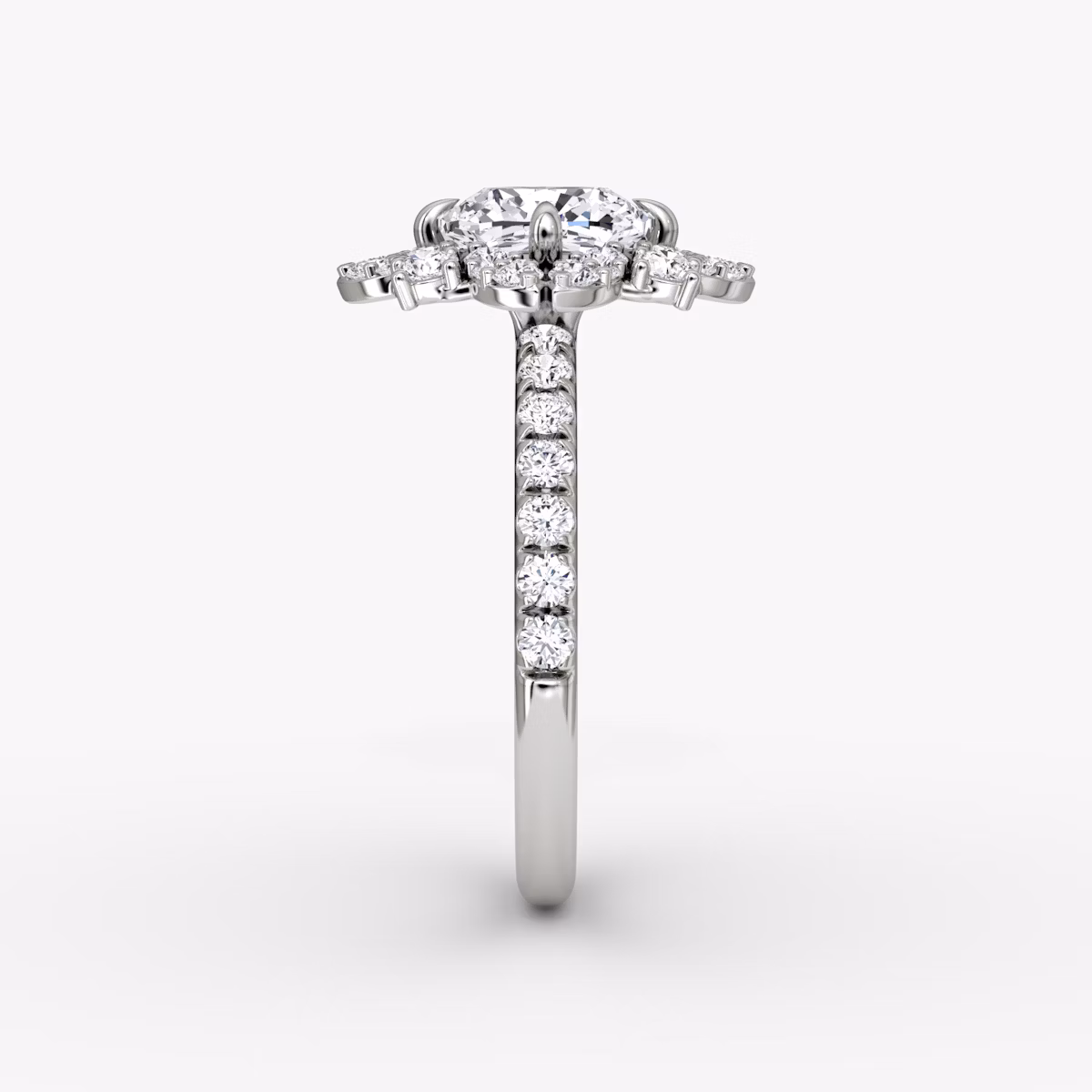 The Carnation | Cushion | 18k | White Gold | bandAccent: Pavé | diamondOrientation: vertical | caratWeight: other