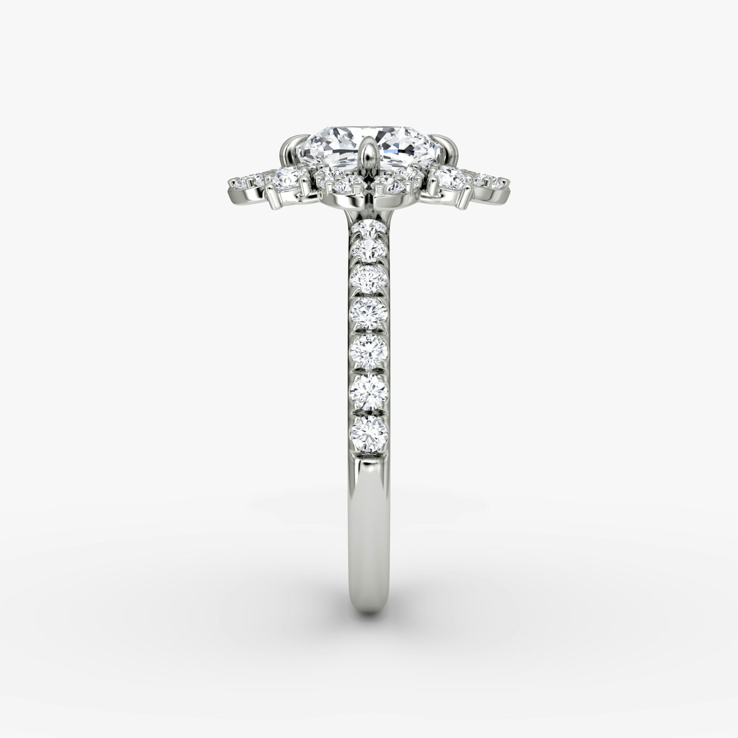 The Carnation | Cushion | 18k | White Gold | bandAccent: Pavé | diamondOrientation: vertical | caratWeight: other