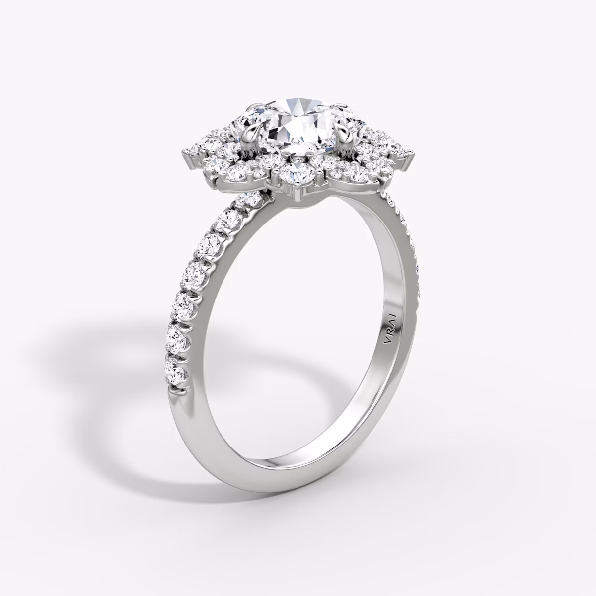 The Carnation | Cushion | 18k | White Gold | bandAccent: Pavé | diamondOrientation: vertical | caratWeight: other