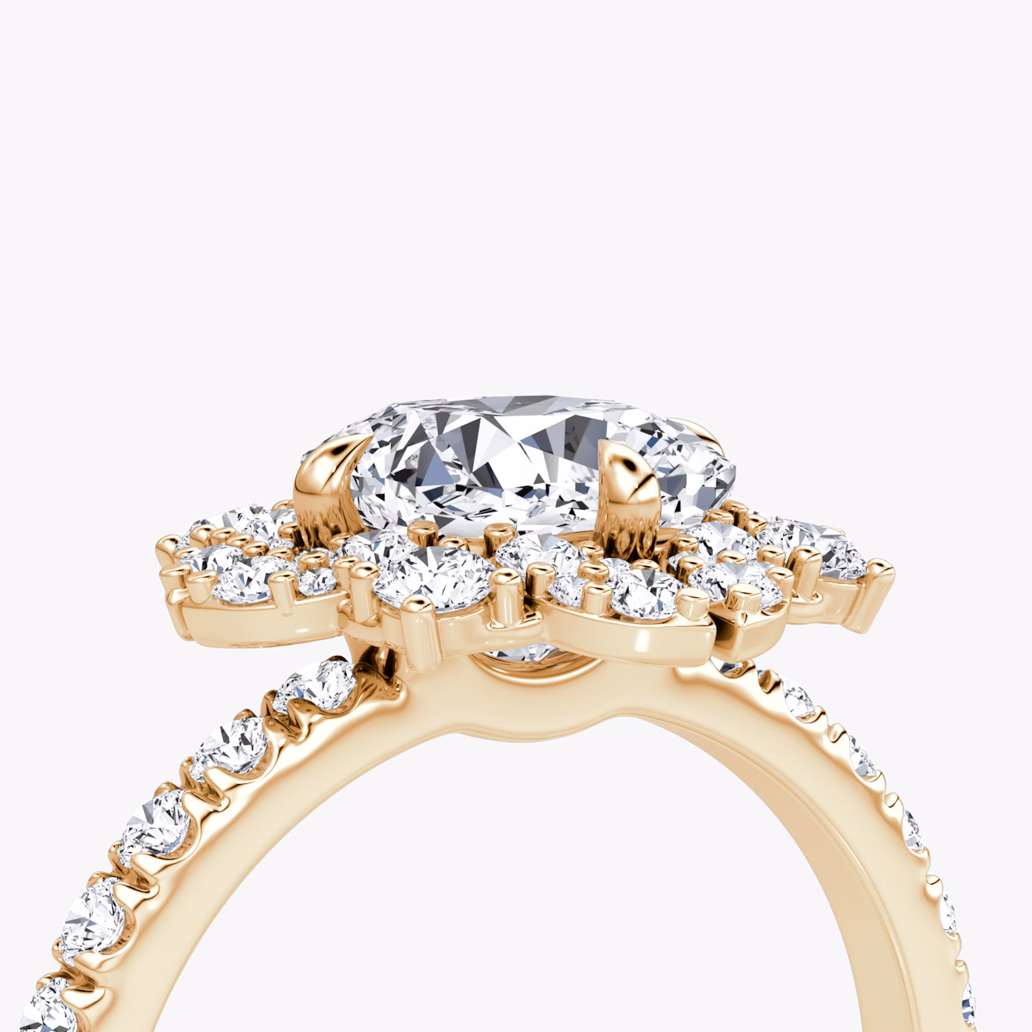 The Carnation | Cushion | 14k | Rose Gold | bandAccent: Pavé | diamondOrientation: vertical | caratWeight: other