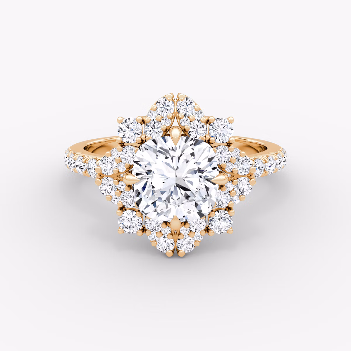 The Carnation | Cushion | 14k | Rose Gold | bandAccent: Pavé | diamondOrientation: vertical | caratWeight: other