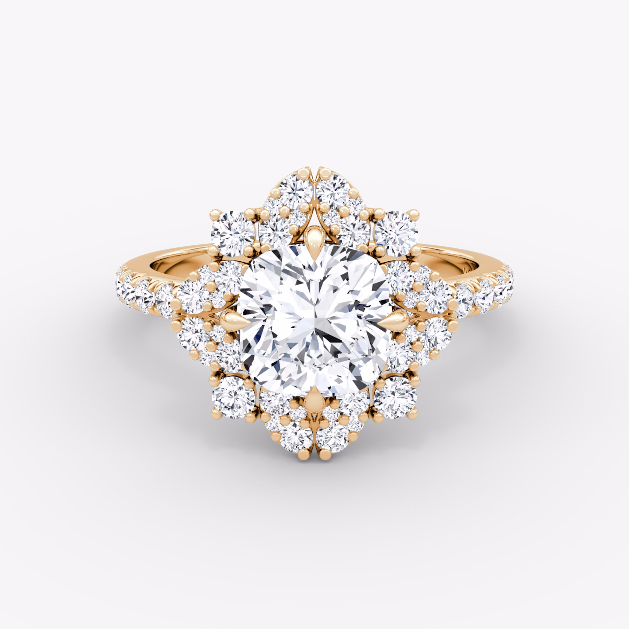 The Carnation | Cushion | 14k | Rose Gold | bandAccent: Pavé | diamondOrientation: vertical | caratWeight: other